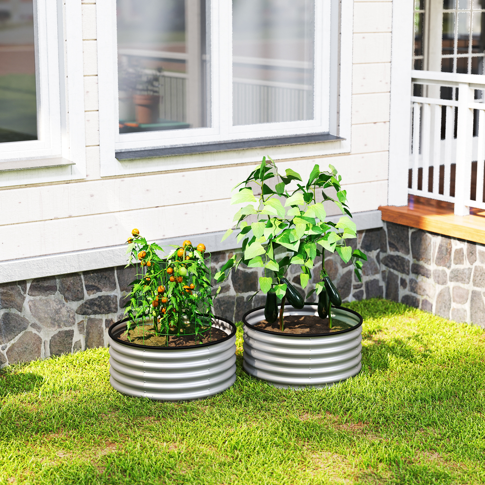 Galvanized Steel Raised Garden Bed Set