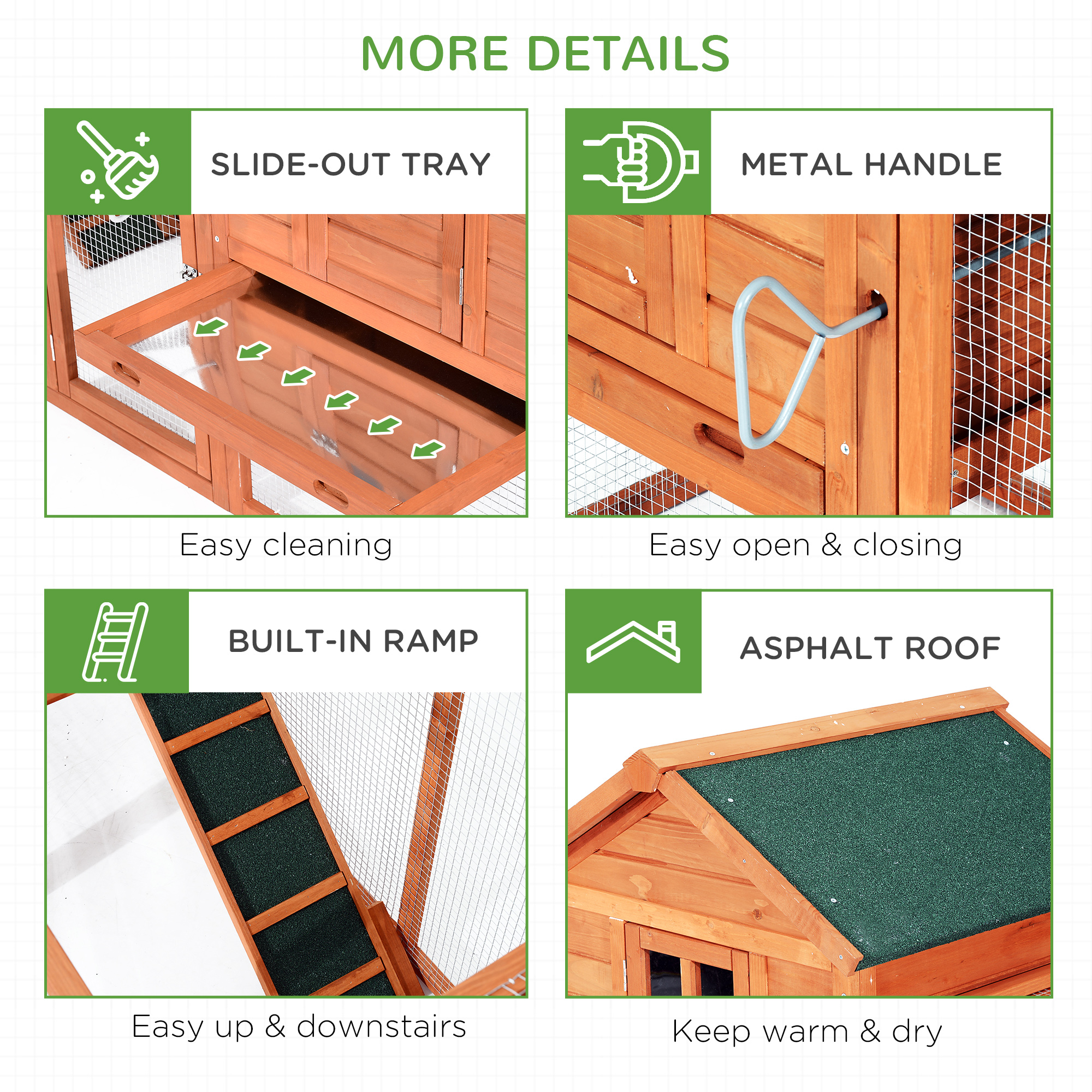  124" Dual Chicken Coop Wooden Large Chicken House Rabbit Hutch Hen Poultry Cage Backyard with Outdoor Ramps and Nesting Boxes