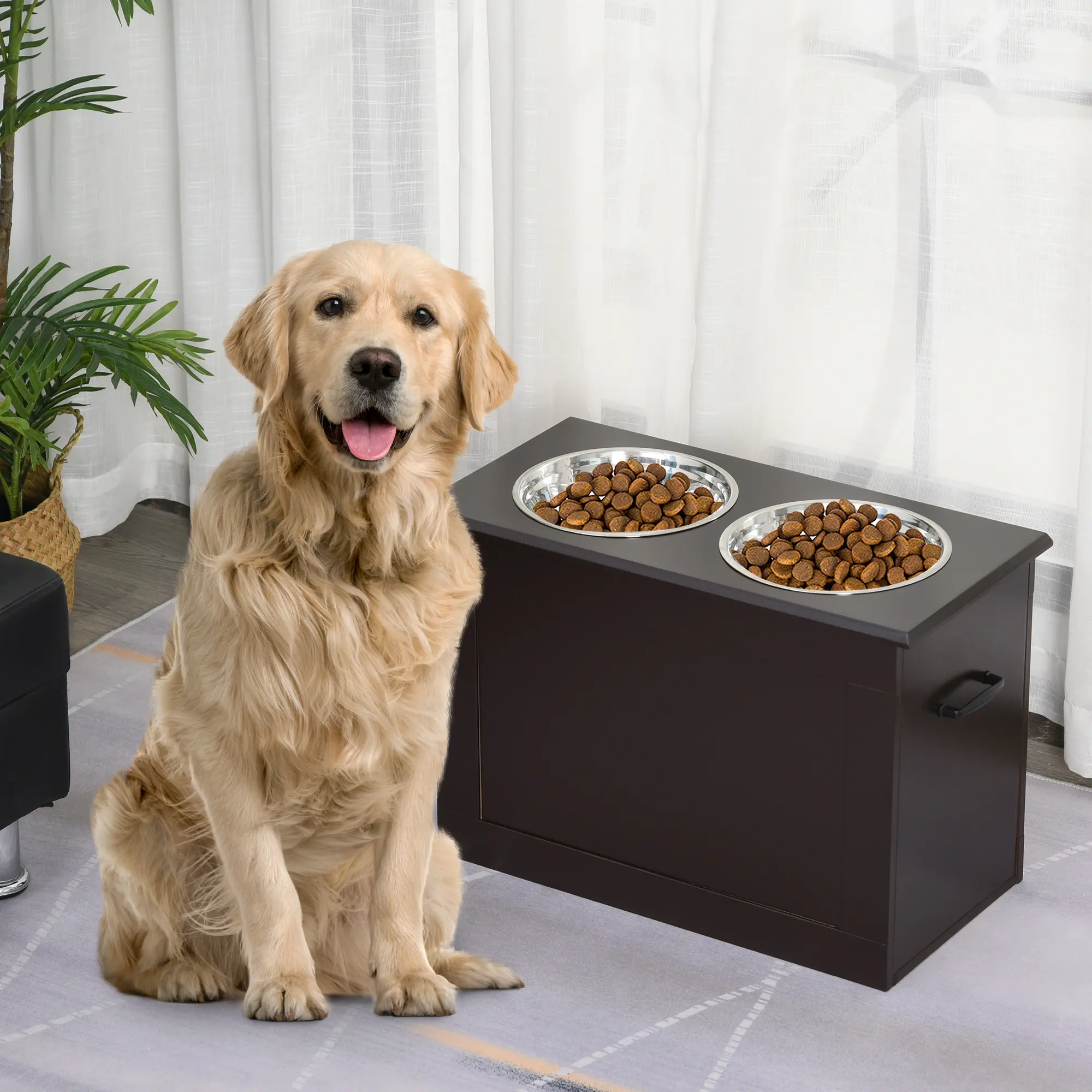 Raised Pet Feeding Storage Station