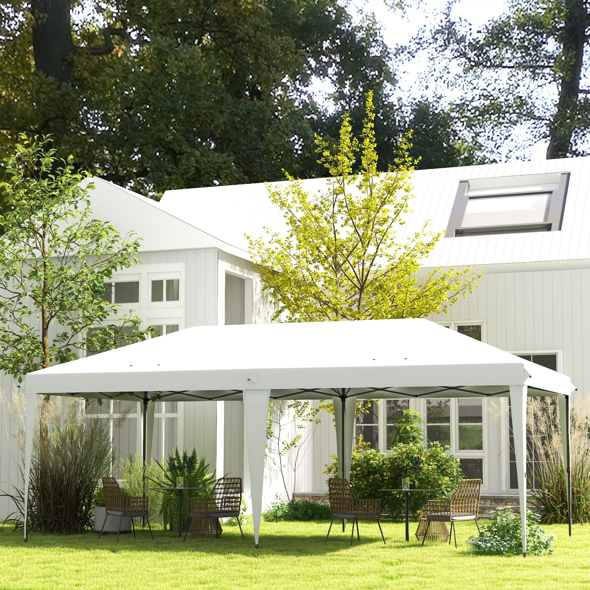 10' x 19.2' Outdoor Gazebo Pop Up Canopy Party Tent with Carrying Bag, White - Image 6