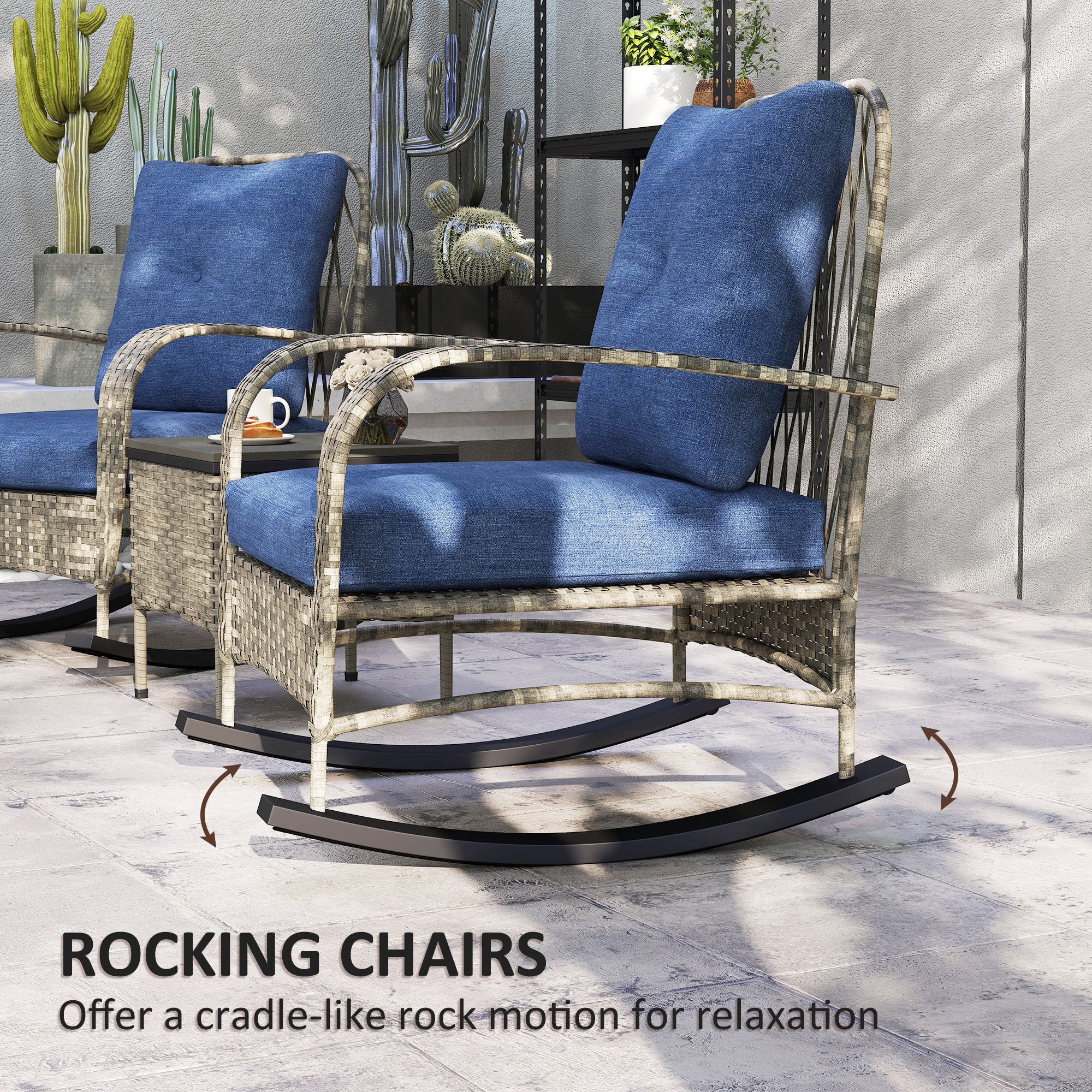 Wicker Patio Rocking Chair Set, picture 4 of 5