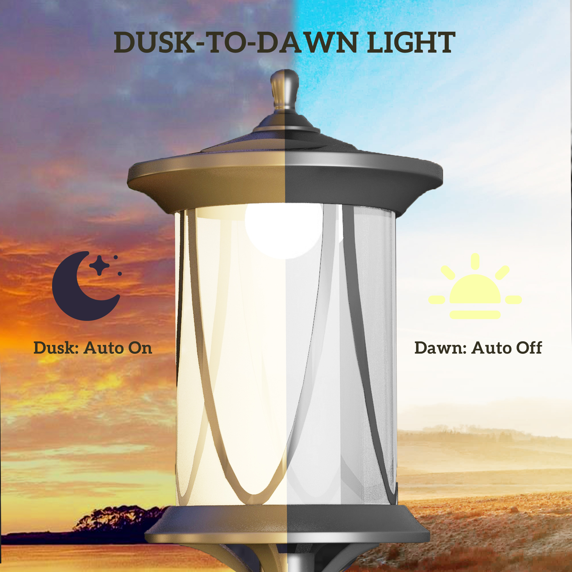Solar Lamp Post Light, 1.3 M LED Outdoor Street Waterproof IP44 For Patio — image 2