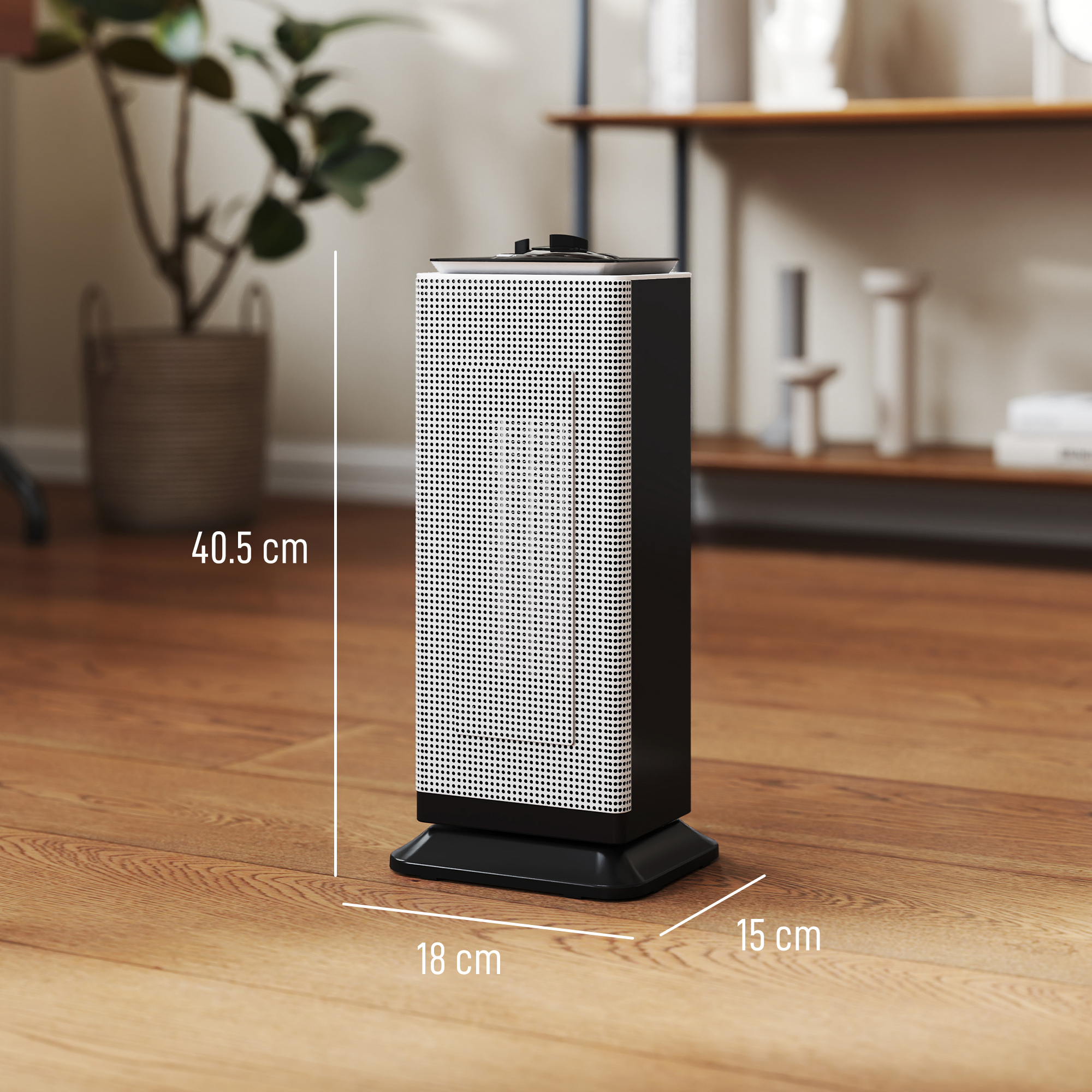 2000W Ceramic Electric Heater With Fan, Oscillation - Black — image 4