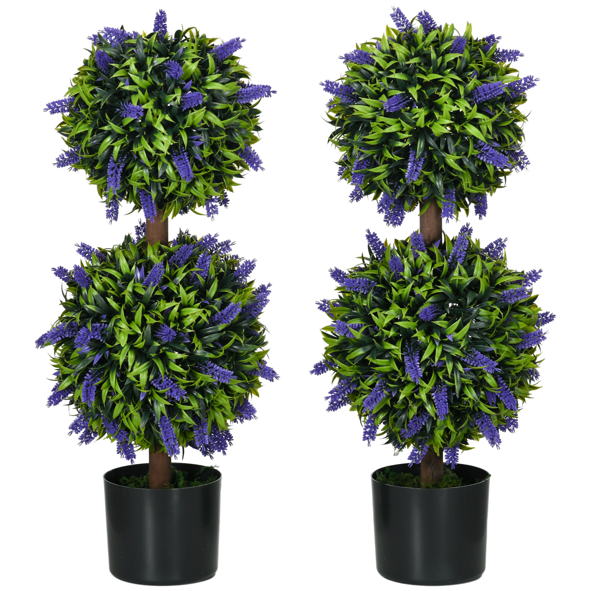Set Of 2 Artificial Plants, Lavender Flowers Ball Trees With Pot, For Home — image 2