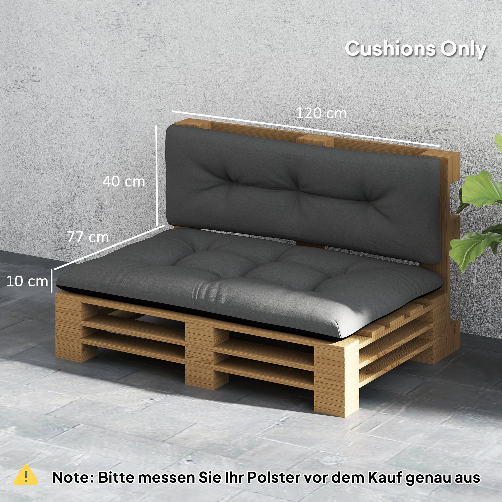 2 Seater Pallet Cushions Outdoor 3.9" Thick Replacement Cushions - Tufted Design for Garden, Patio, Black - Image 5