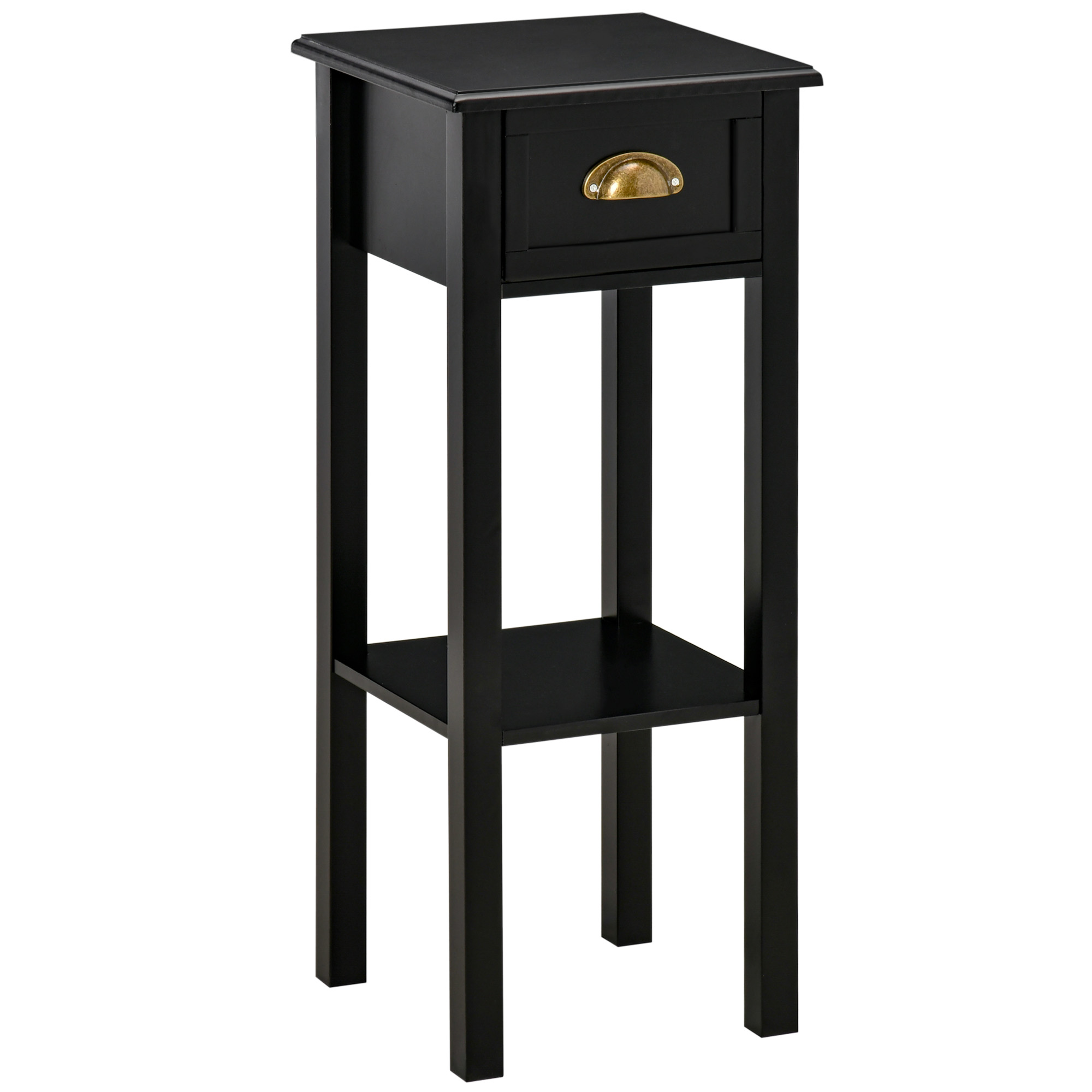 2-Tier Side Table with Drawer Shelf, End Table for Living Room Hallway, Black image 16