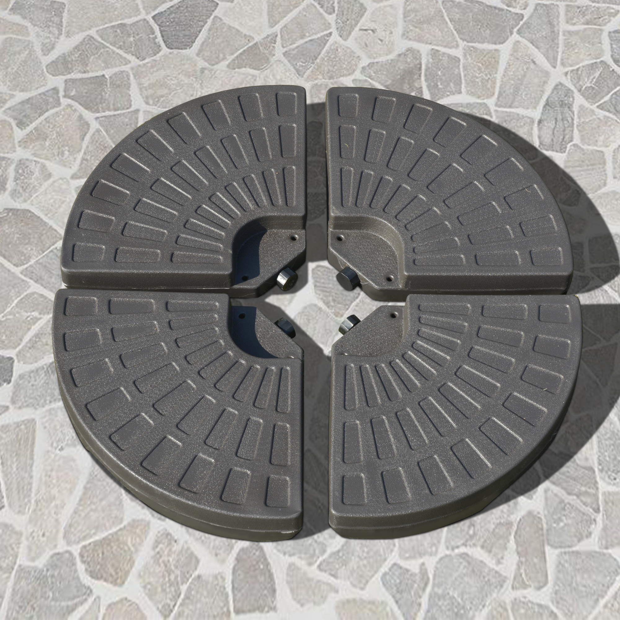 4 Pieces Cantilever Patio Umbrella Base, Fan Shaped Umbrella Weight w/ Built-In Handles & Rugged Material, 148 lbs Water and 220 lbs Water and Sand, Coffee