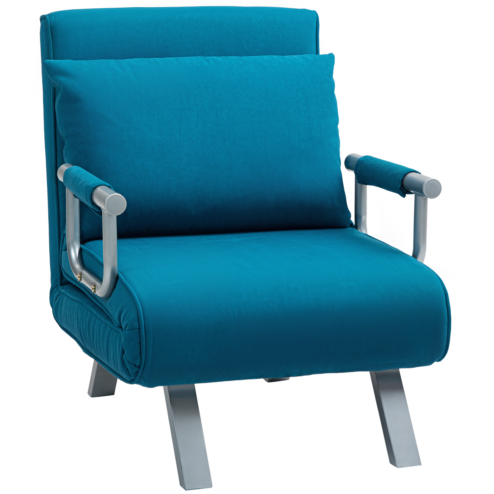 4-in-1 Faux Suede Chair Bed - Blue — image 2