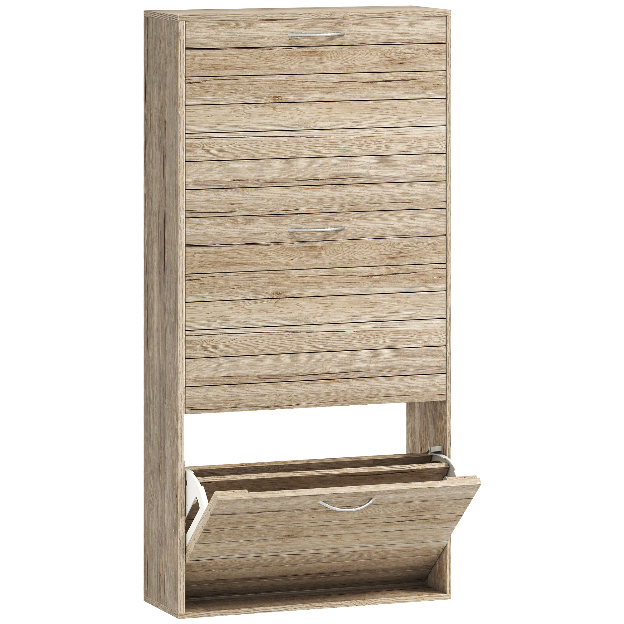 12-Shoe Flip Drawer Storage Cabinet - Brown Wood-Effect — image 4
