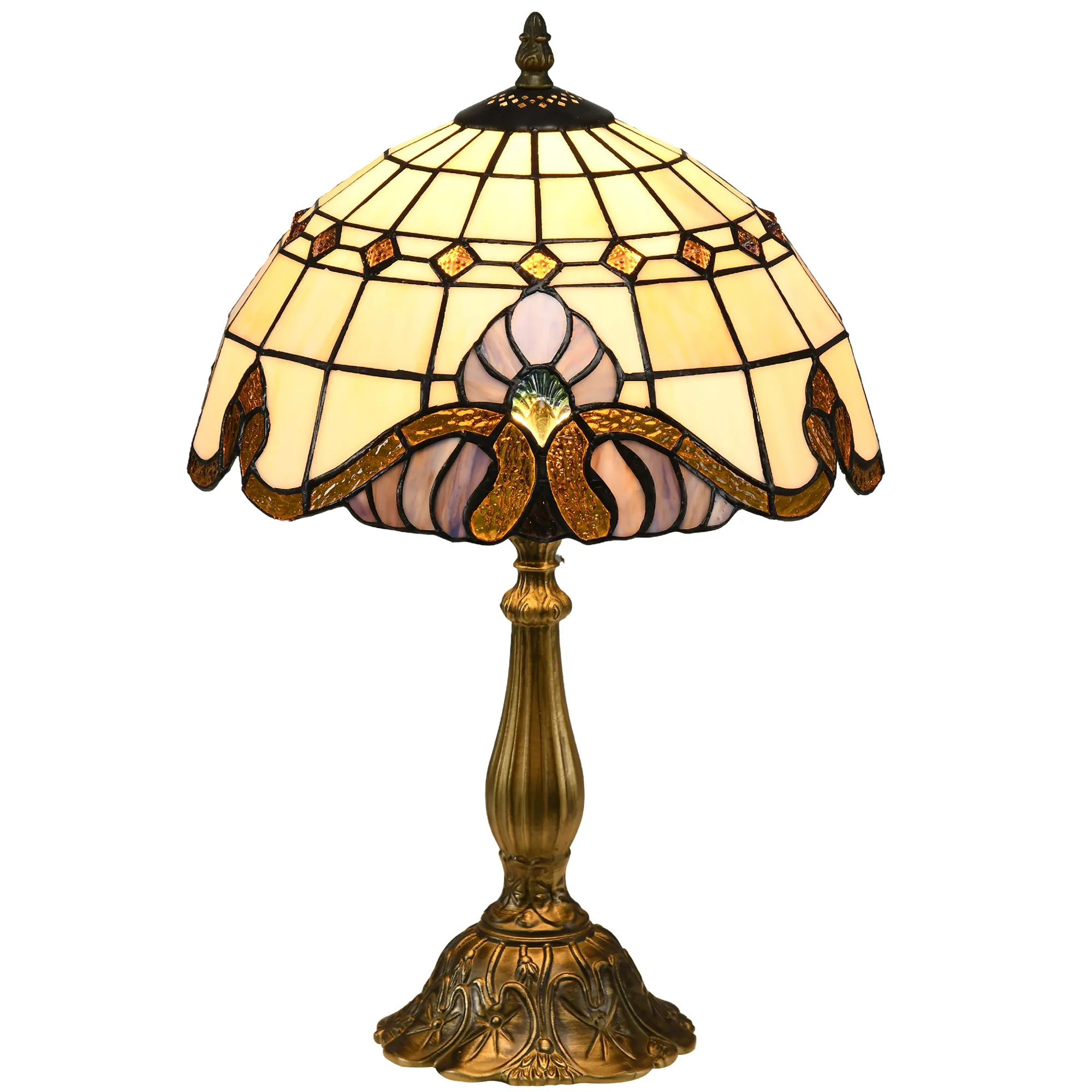 Stained Glass Table Lamp, Handmade Antique Bedside