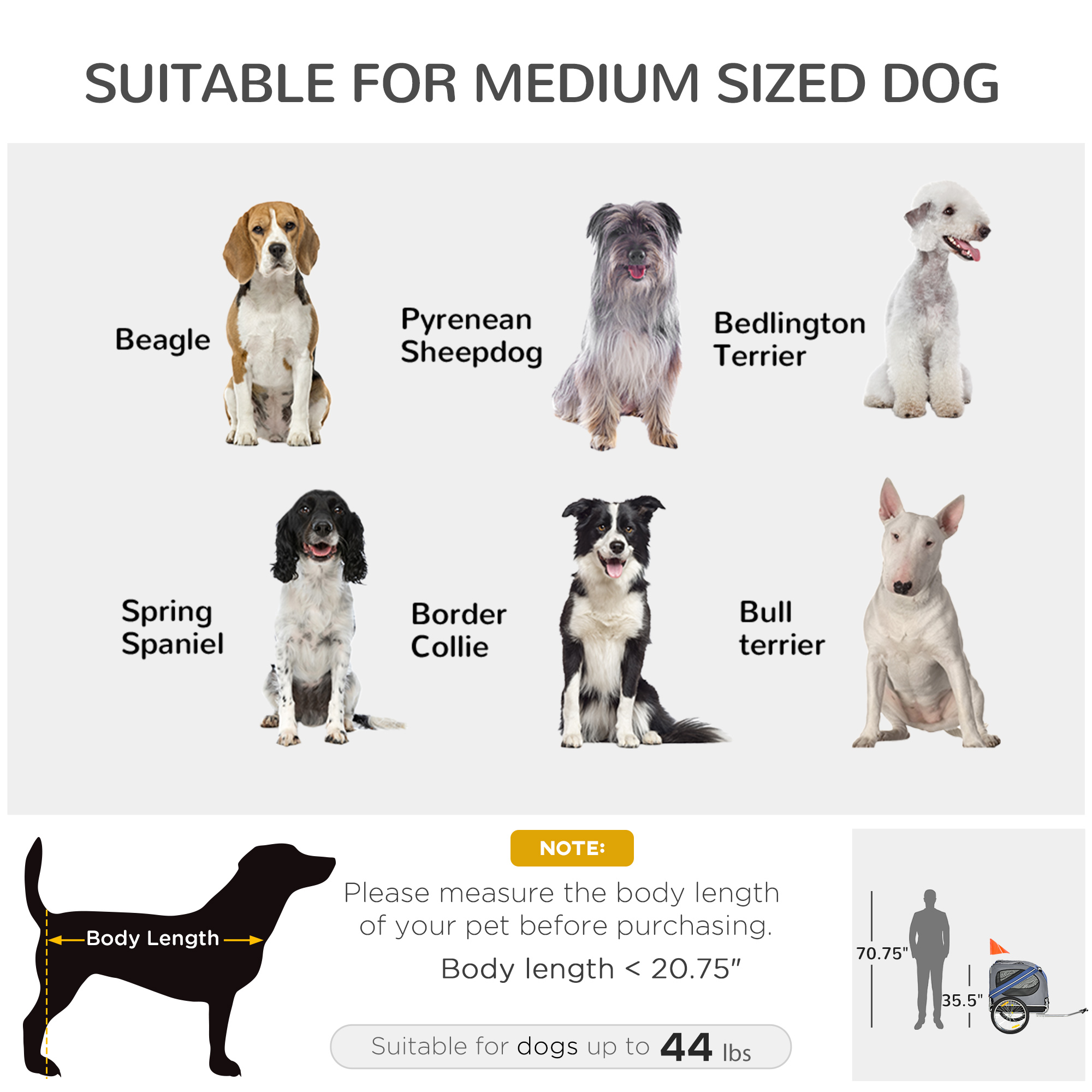 Bike Trailer Cargo Cart for Dogs and Pets with 3 Entrances Large Wheels for Off-Road & Mesh Screen, Blue/Gray