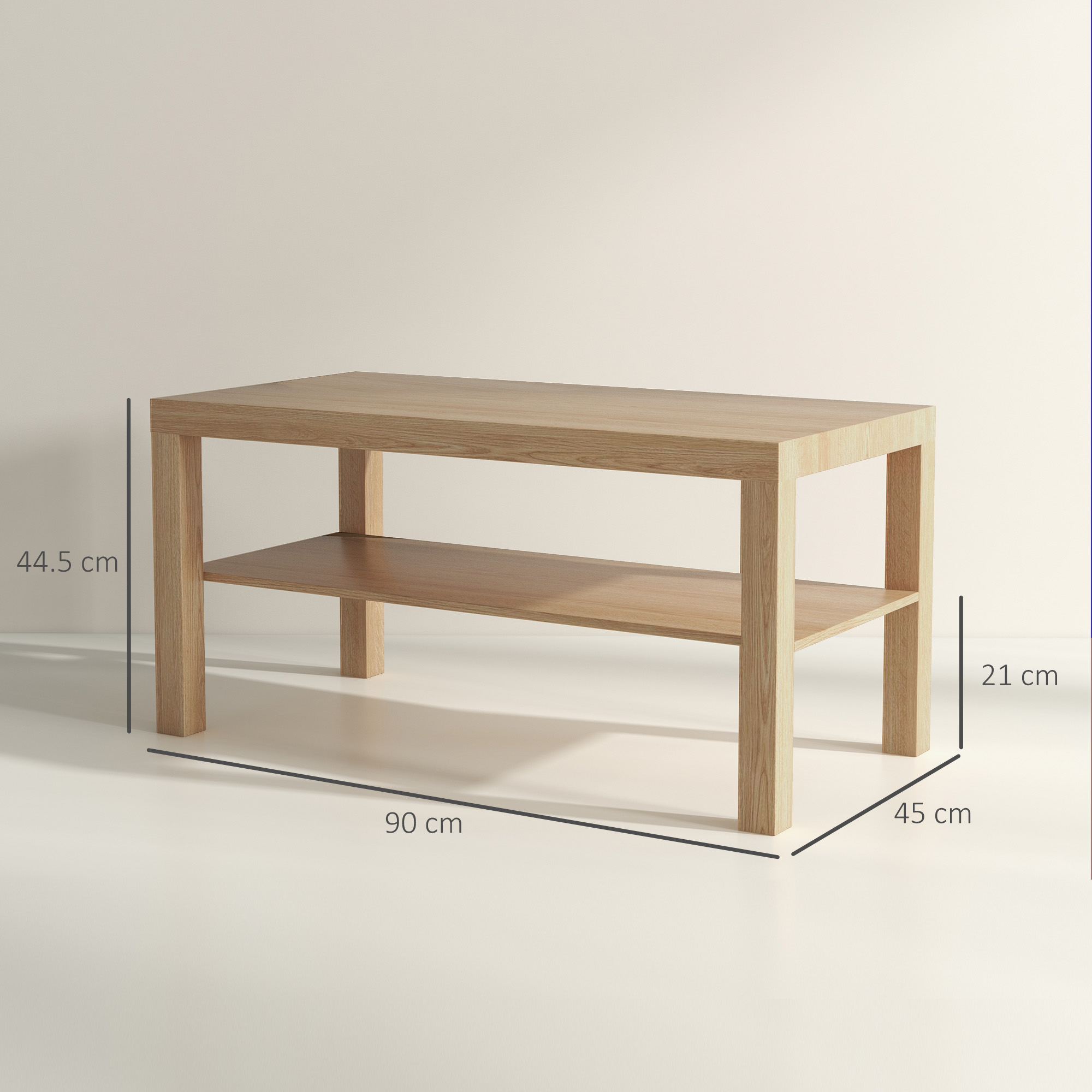 2-Tier Coffee Table With Storage Shelf, Rectangular Centre For Living Room — image 4