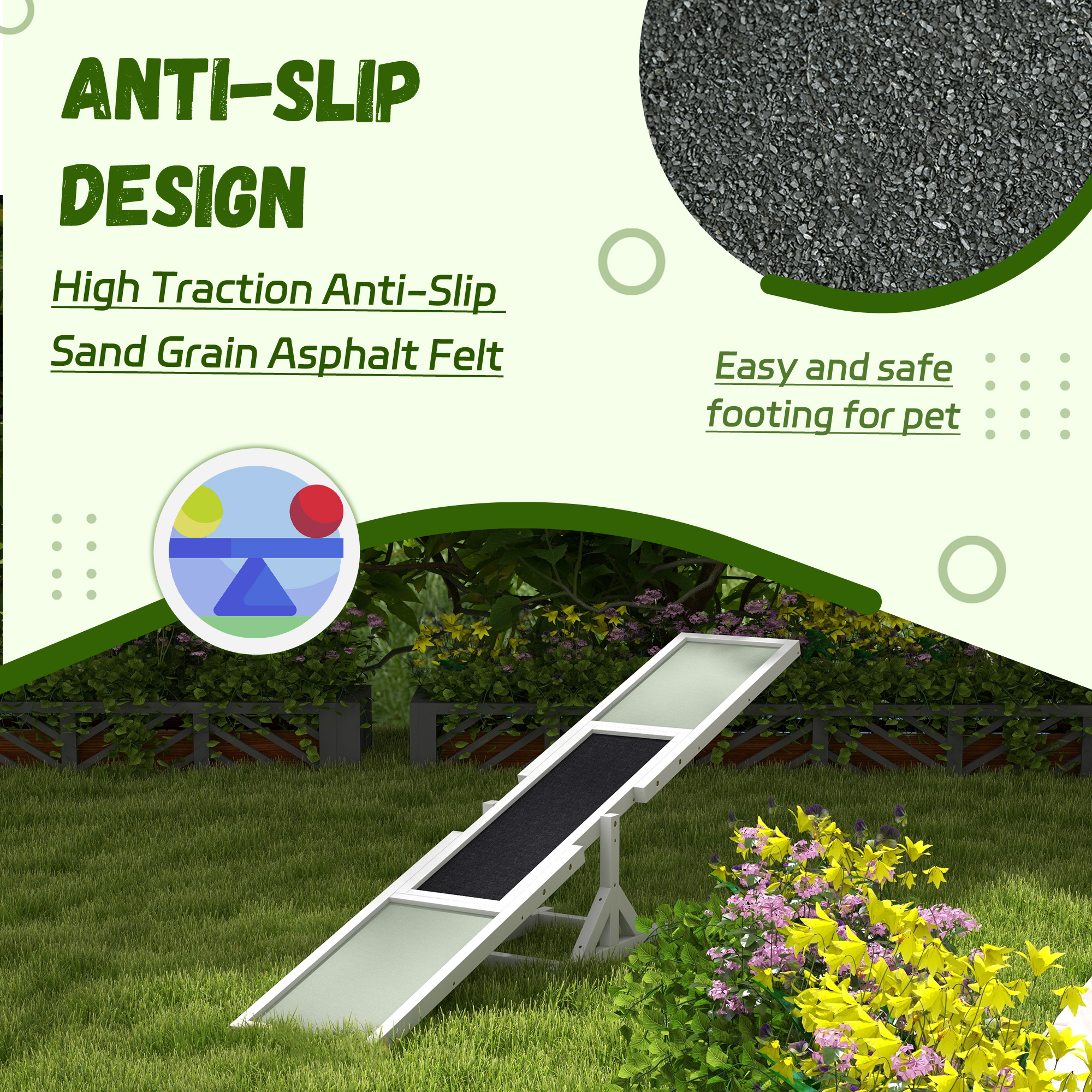  Wooden Dog Agility Seesaw for Training and Exercise, White