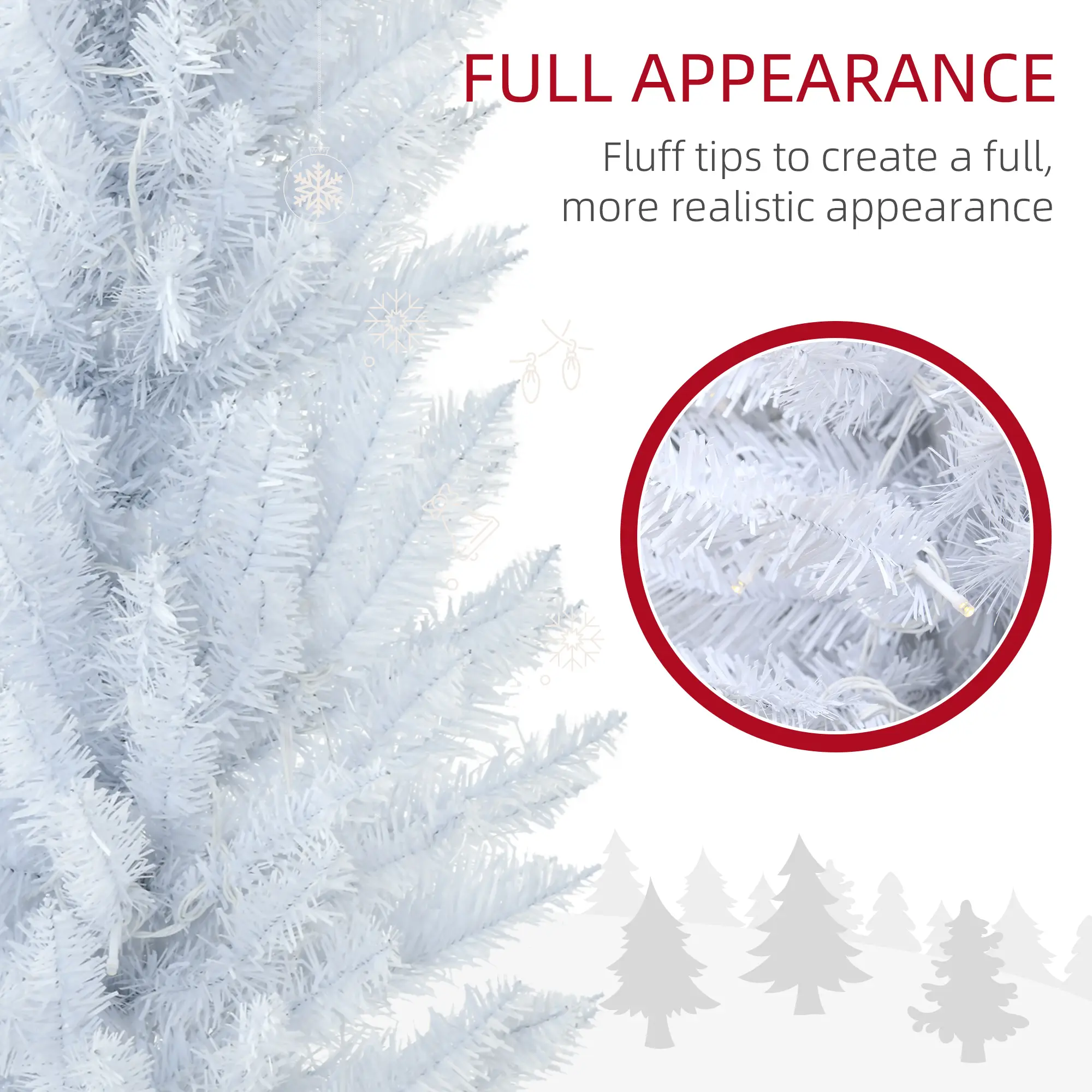 5ft Pencil Christmas Tree, Slim Artificial Christmas Tree with Realistic Branches and Warm White LED Lights, White