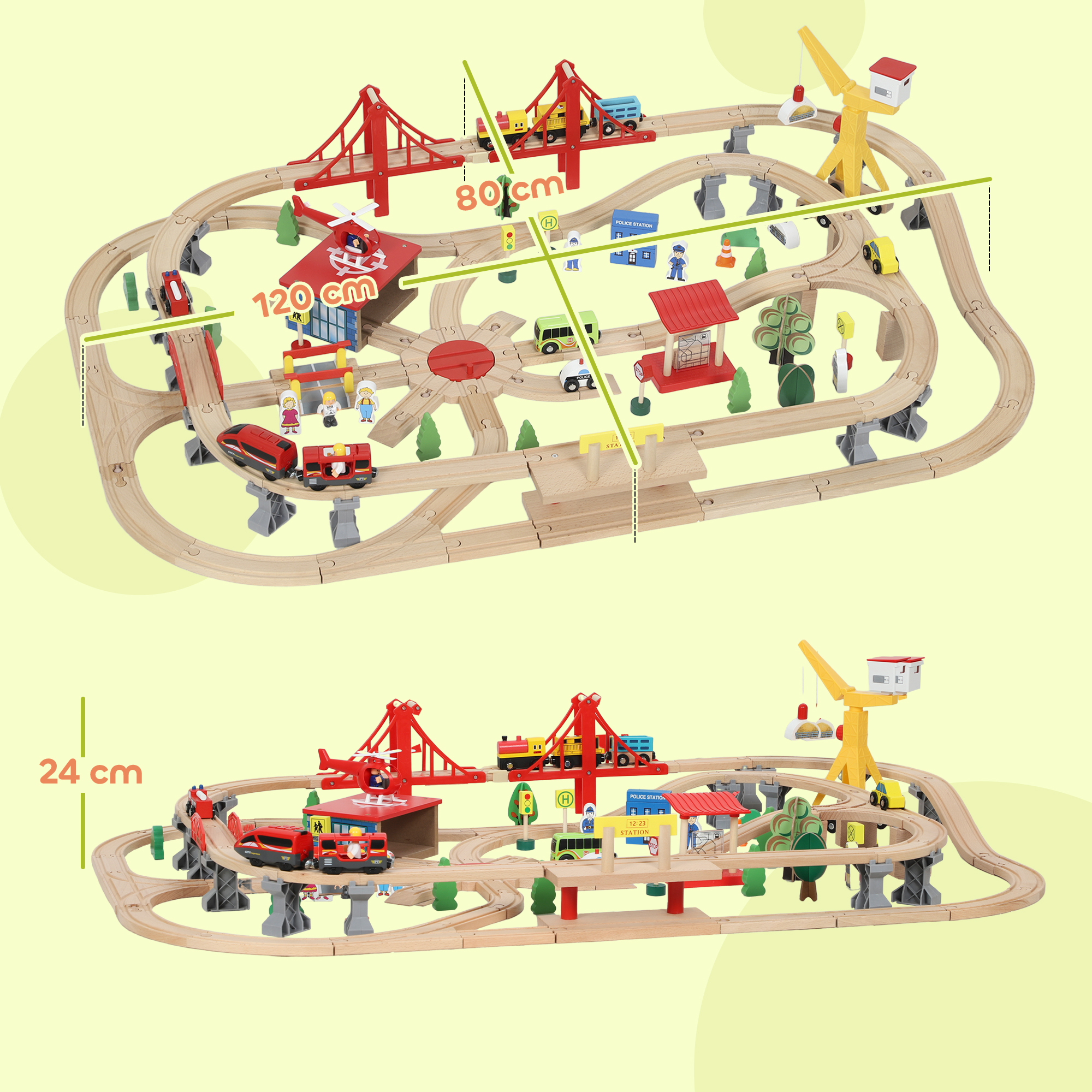 133-Piece Wooden Train Set, Toy With Crane, Storage Box, For Kids Ages3 — image 4