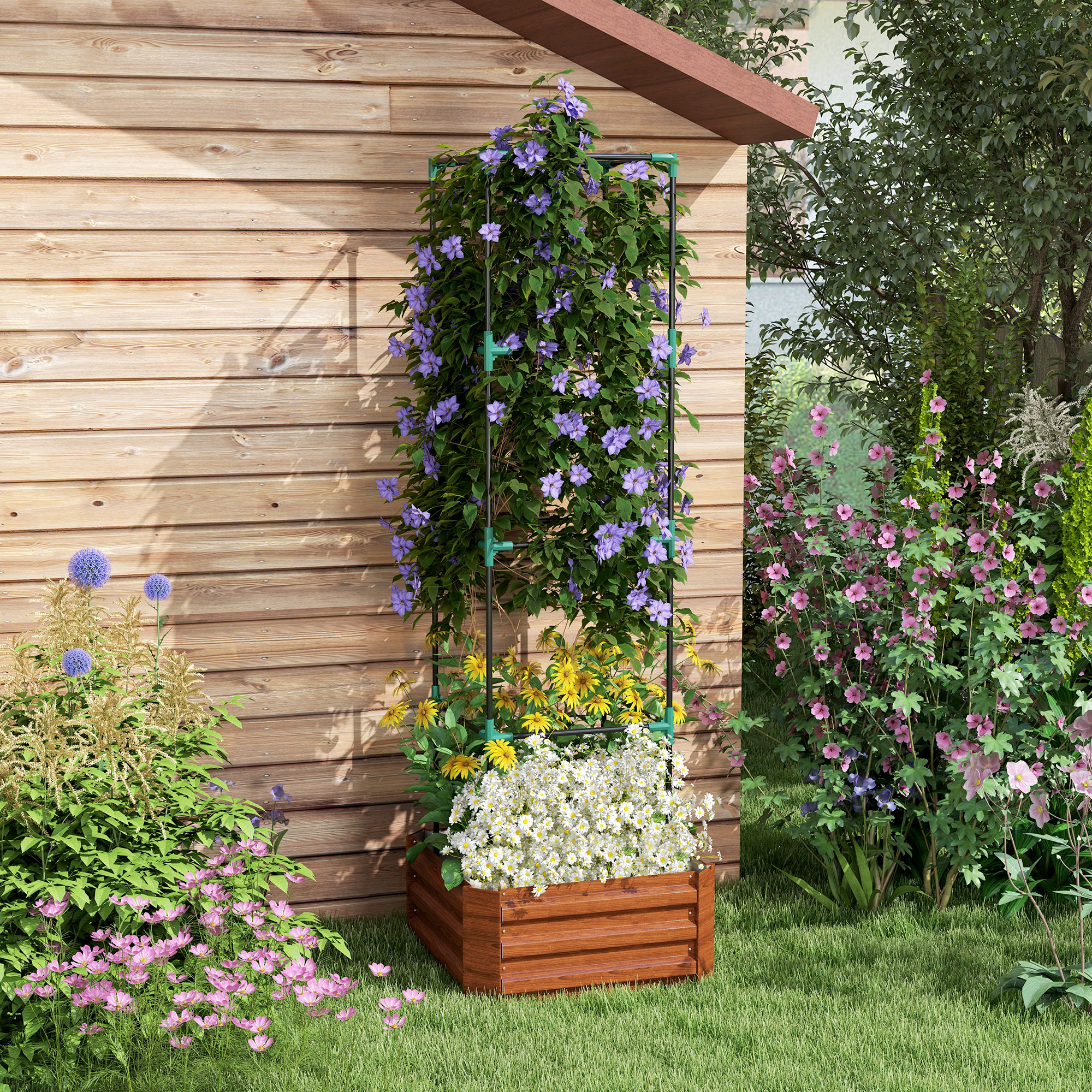 Galvanized Raised Garden Bed with Trellis