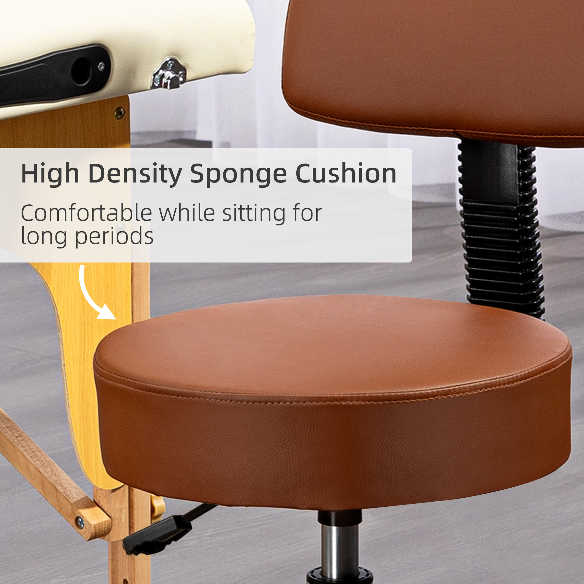 Beautician's Swivel Salon Chair W/ Padded Seat Back 5 Wheels Adjustable Height — image 5