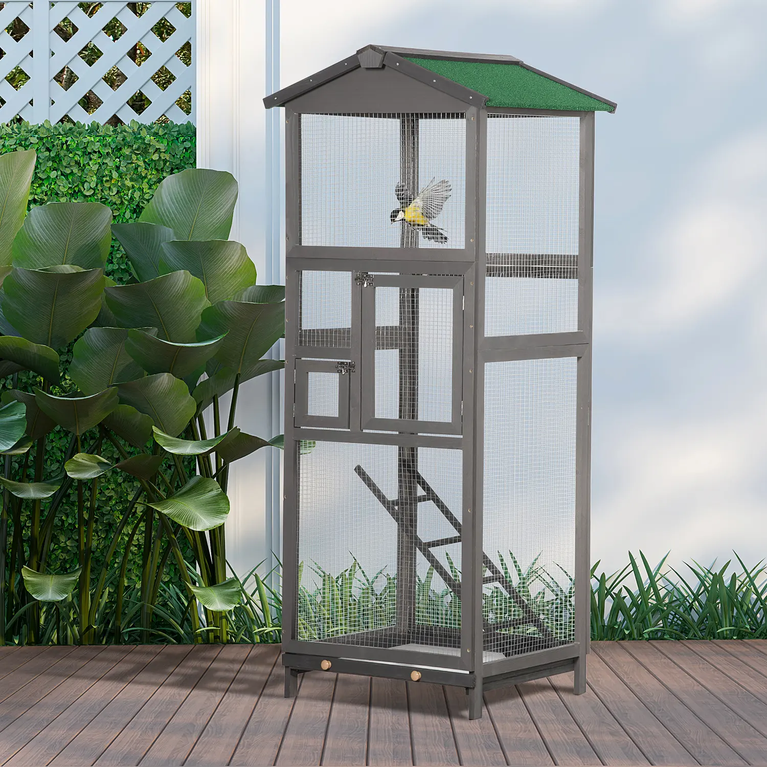 65" Wooden Bird Cage Outdoor Aviary House