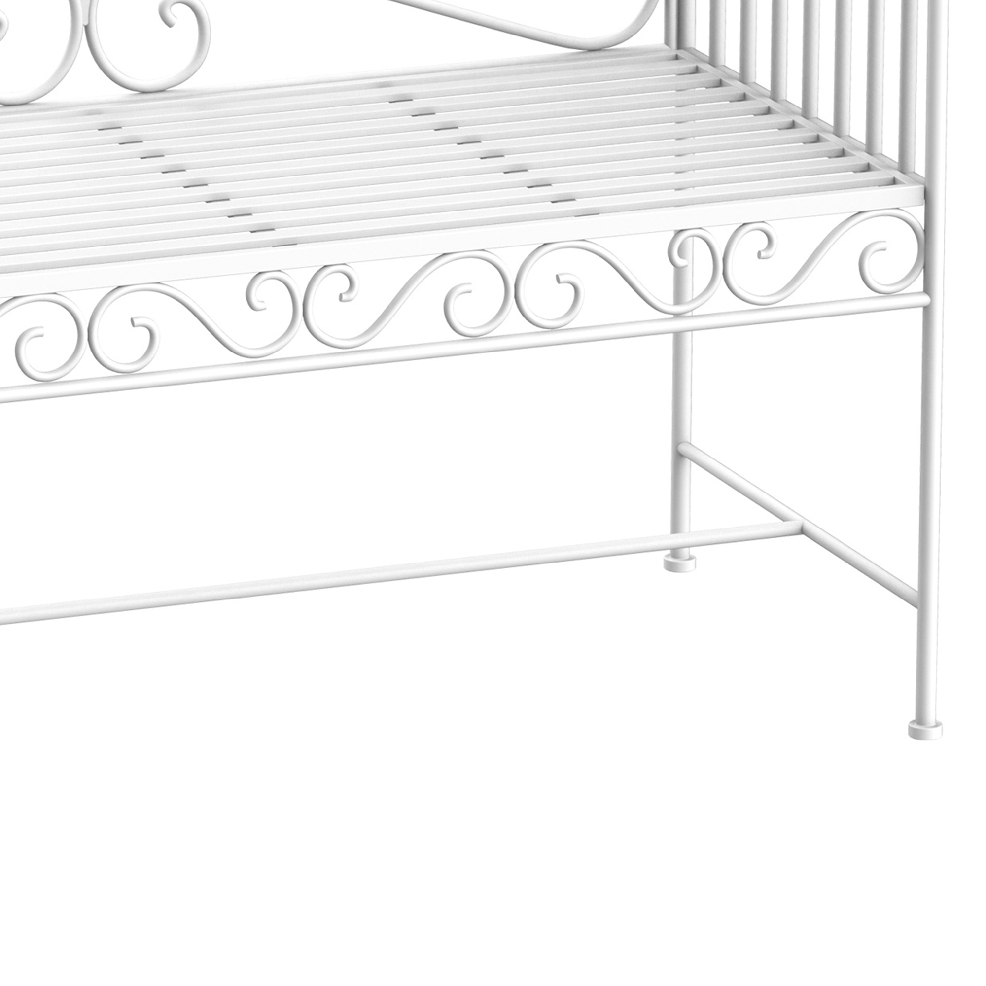 43″ Garden Bench, Outdoor Patio Bench with Armrests, Metal Porch Bench for Backyard, Poolside, Lawn, Cream White
