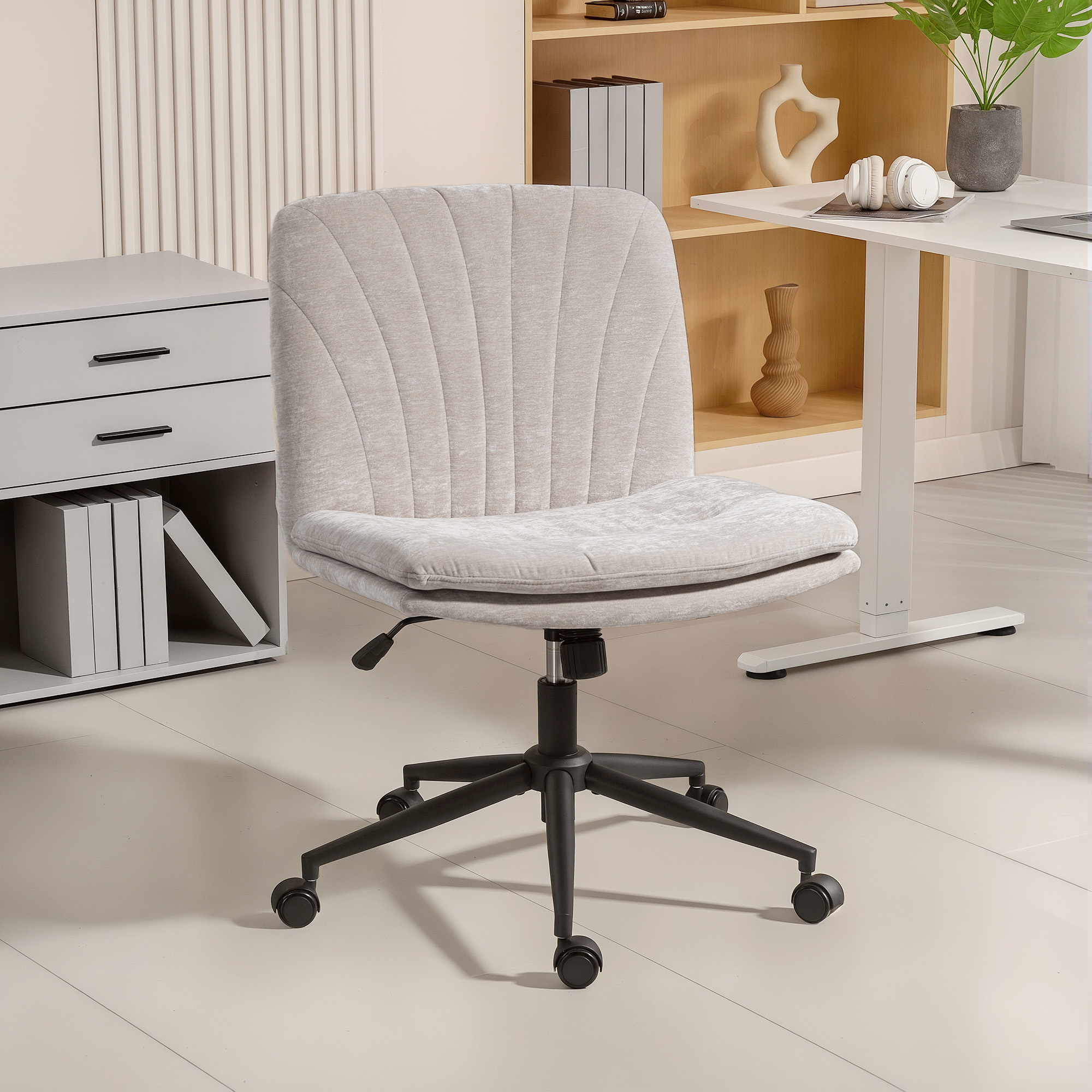 Criss Cross Chair With Wheels, No Arms - Beige — image 3