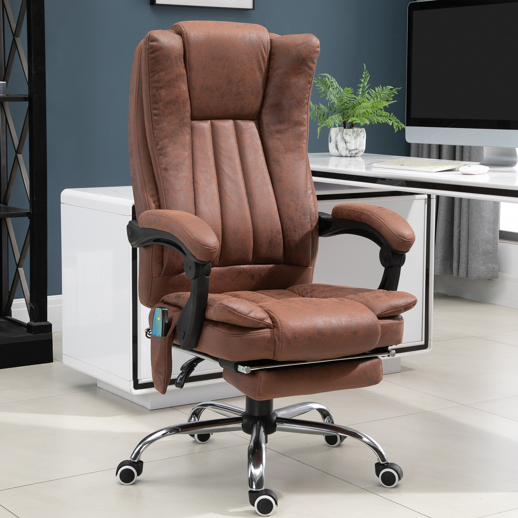 Vinsetto Office Chair With Massage And Heat, Microfibre Reclining Computer Desk — image 5