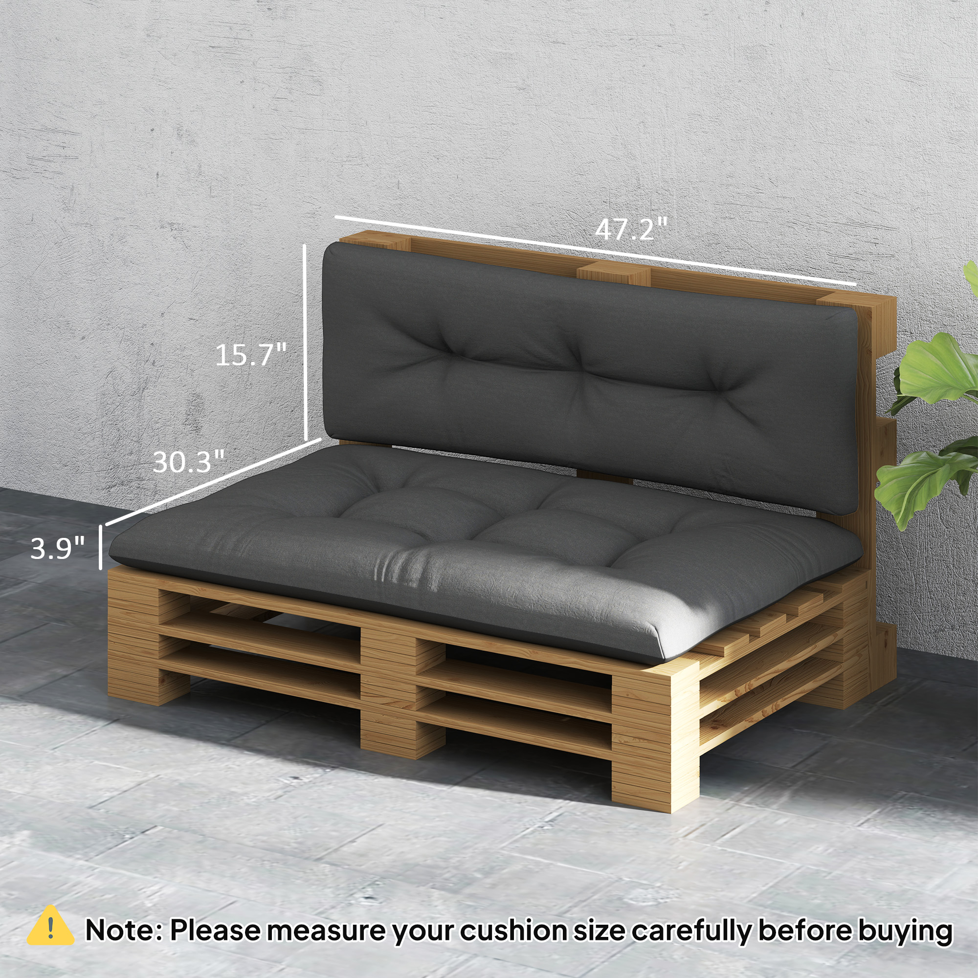 2 Seater Pallet Cushions Outdoor 3.9″ Thick Replacement Cushions – Tufted Design for Garden, Patio, Dark Gray