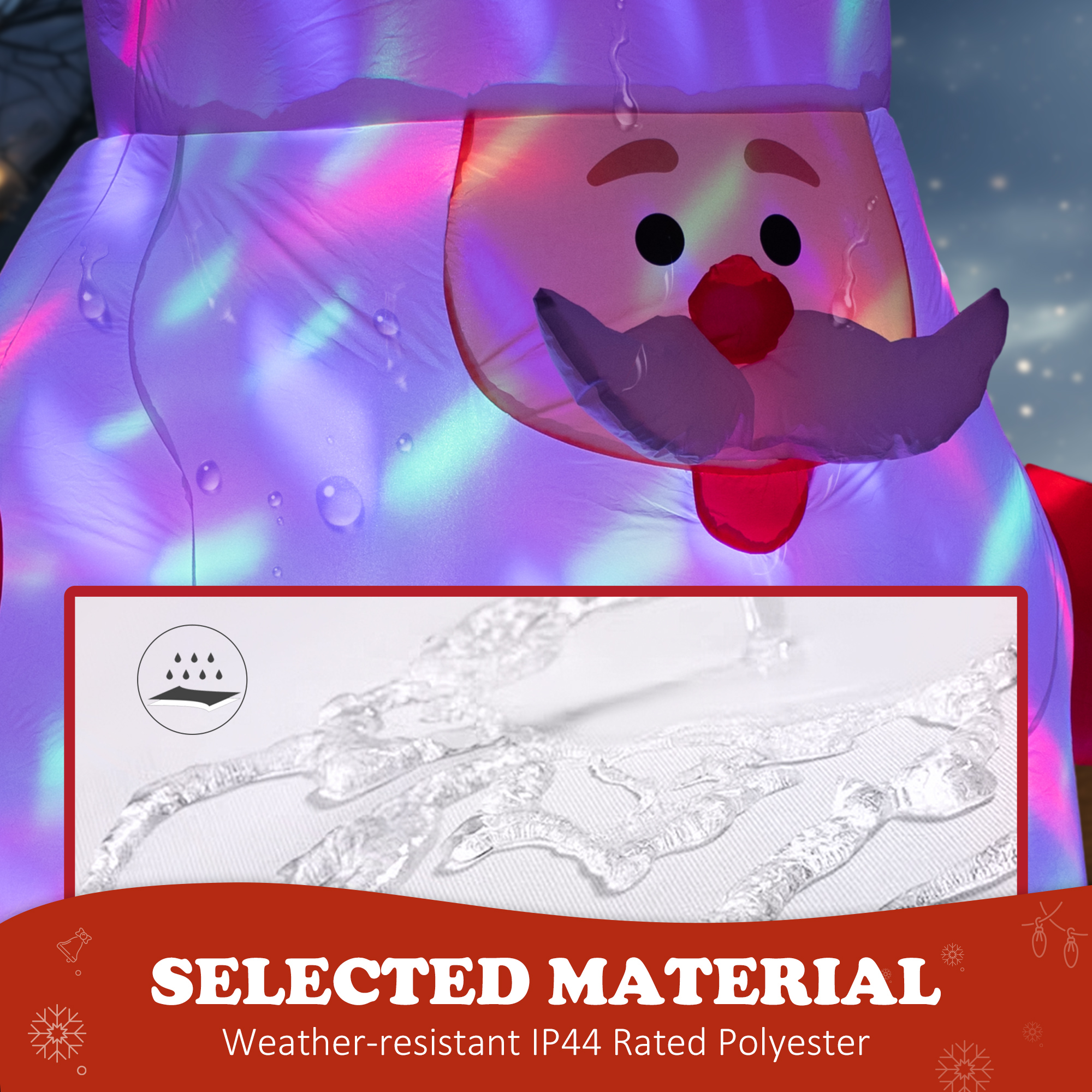  6' Blow-Up Outdoor Yard Display, Inflatable Christmas Santa Claus with Rotating Magic Ball Light for Garden Party