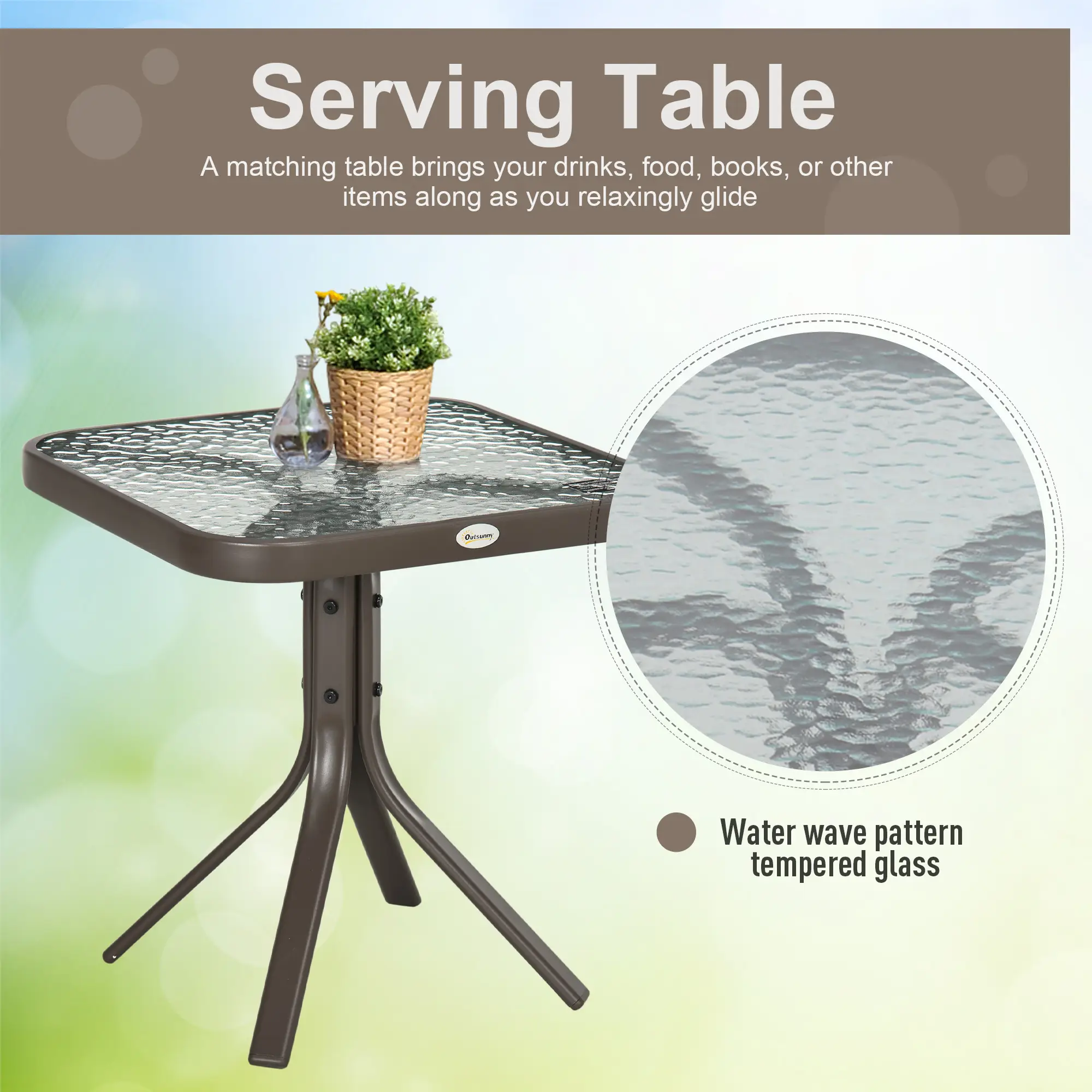 3 Piece Outdoor Glider Chair with Coffee Table Bistro Set, 2 Patio Rocking Swing Chairs with Breathable Sling Fabric, Glass Tabletop, for Backyard, Garden and P