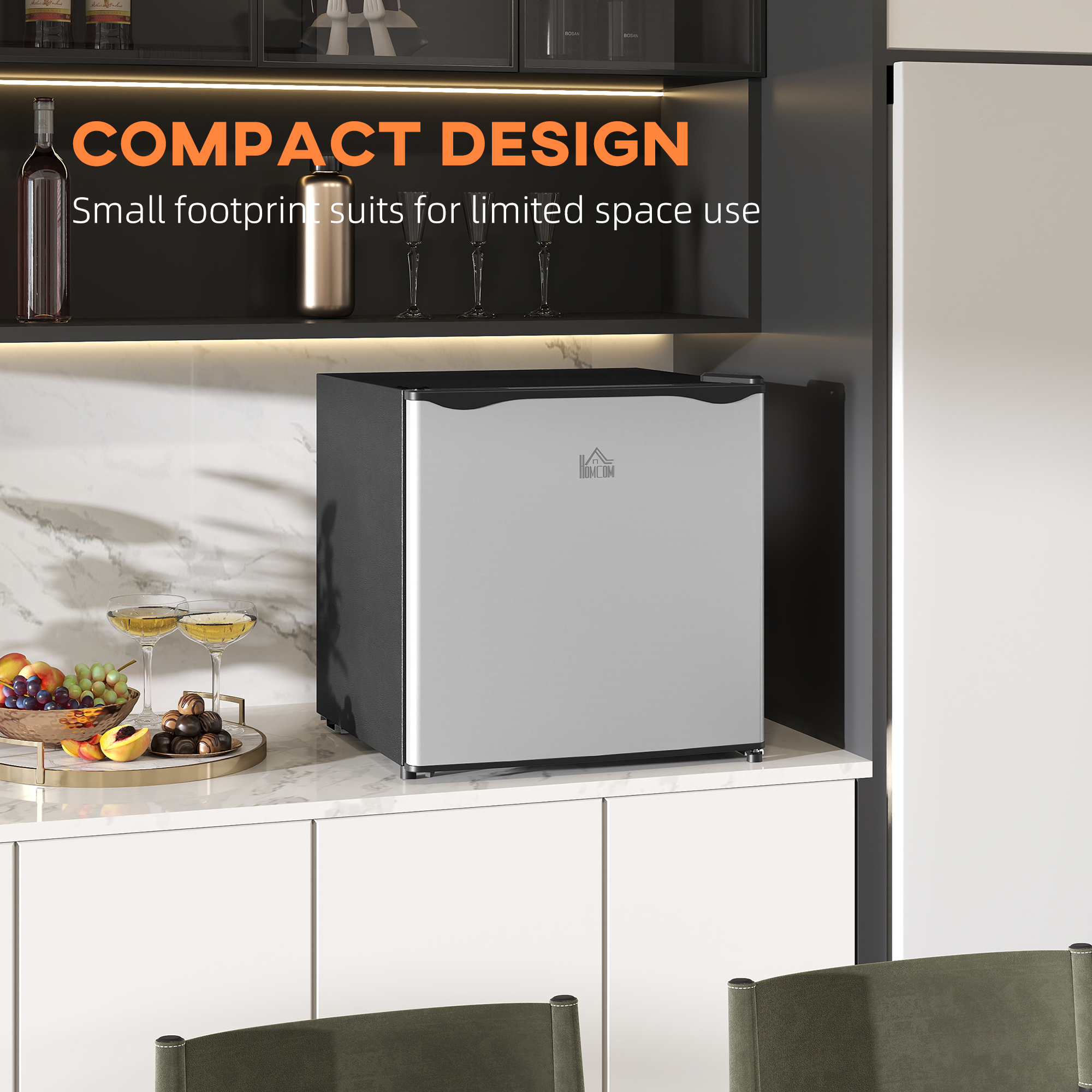  1.1 Cu.Ft Countertop Mini Freezer, Compact Upright Freezer with Removable Shelves, Silver