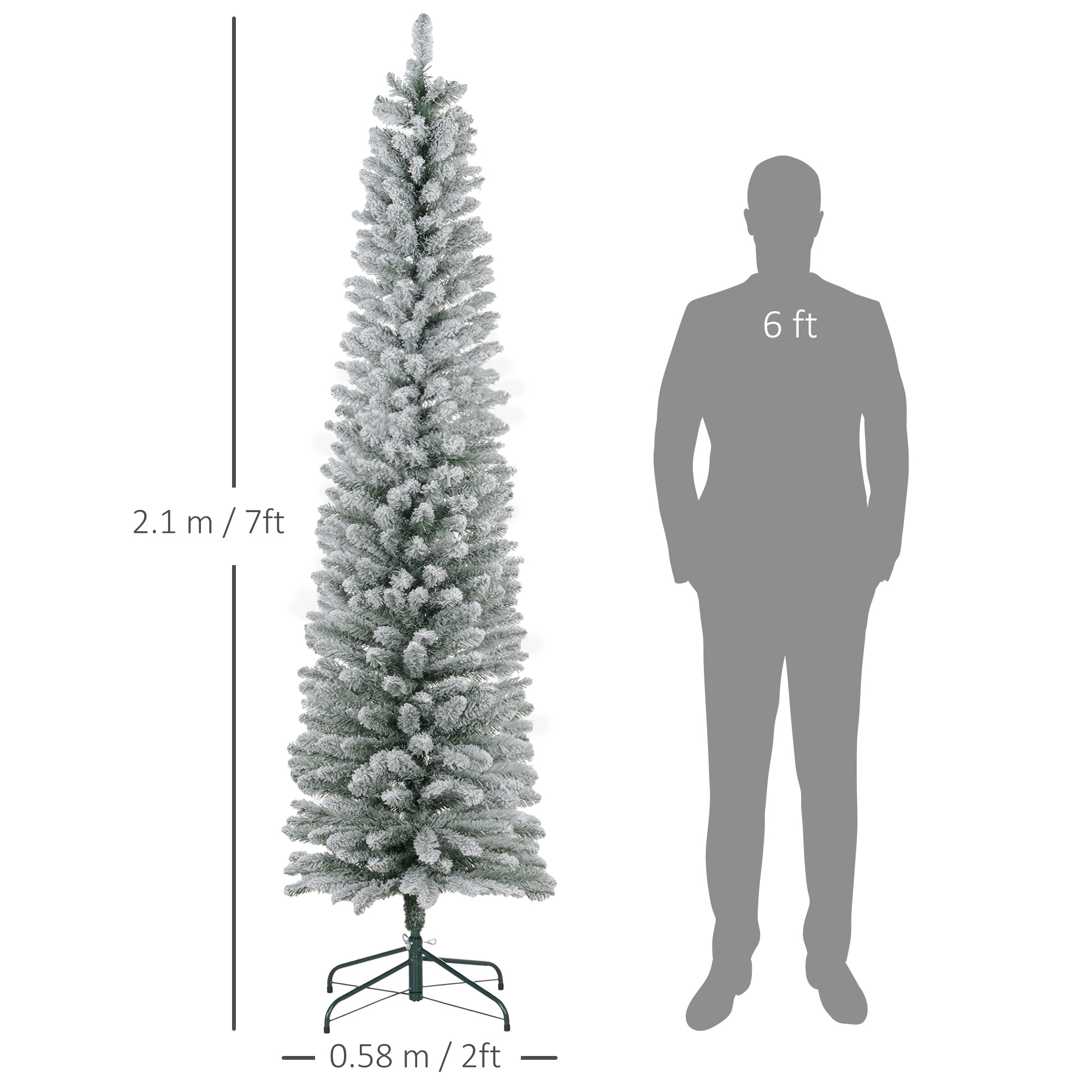7ft Artificial Snowy Pencil Christmas Tree - White — image 3