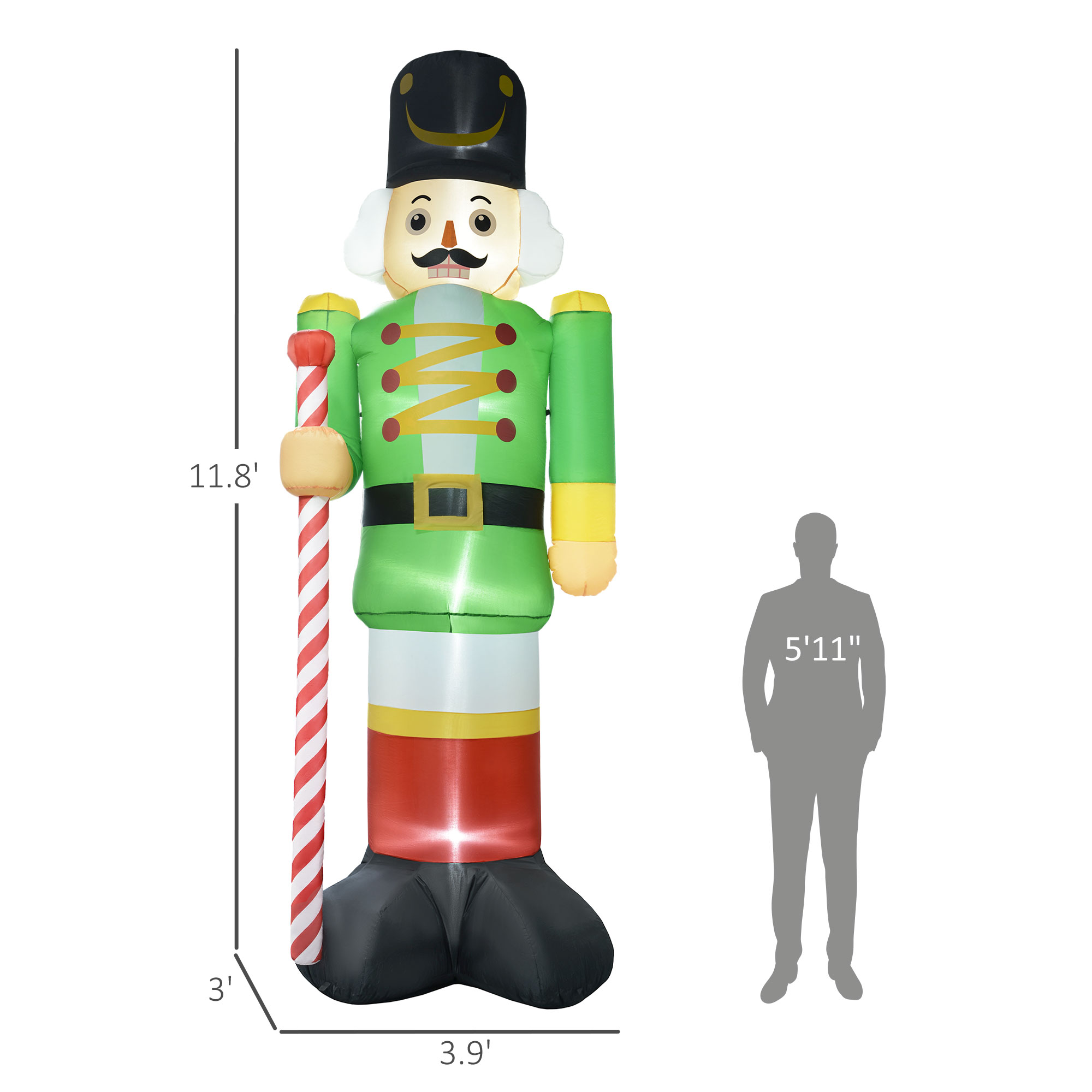 11.8 Inflatable Green Walnut Soldier w/ White LED Lights, Blow-Up Outdoor Display for Party — foto 3