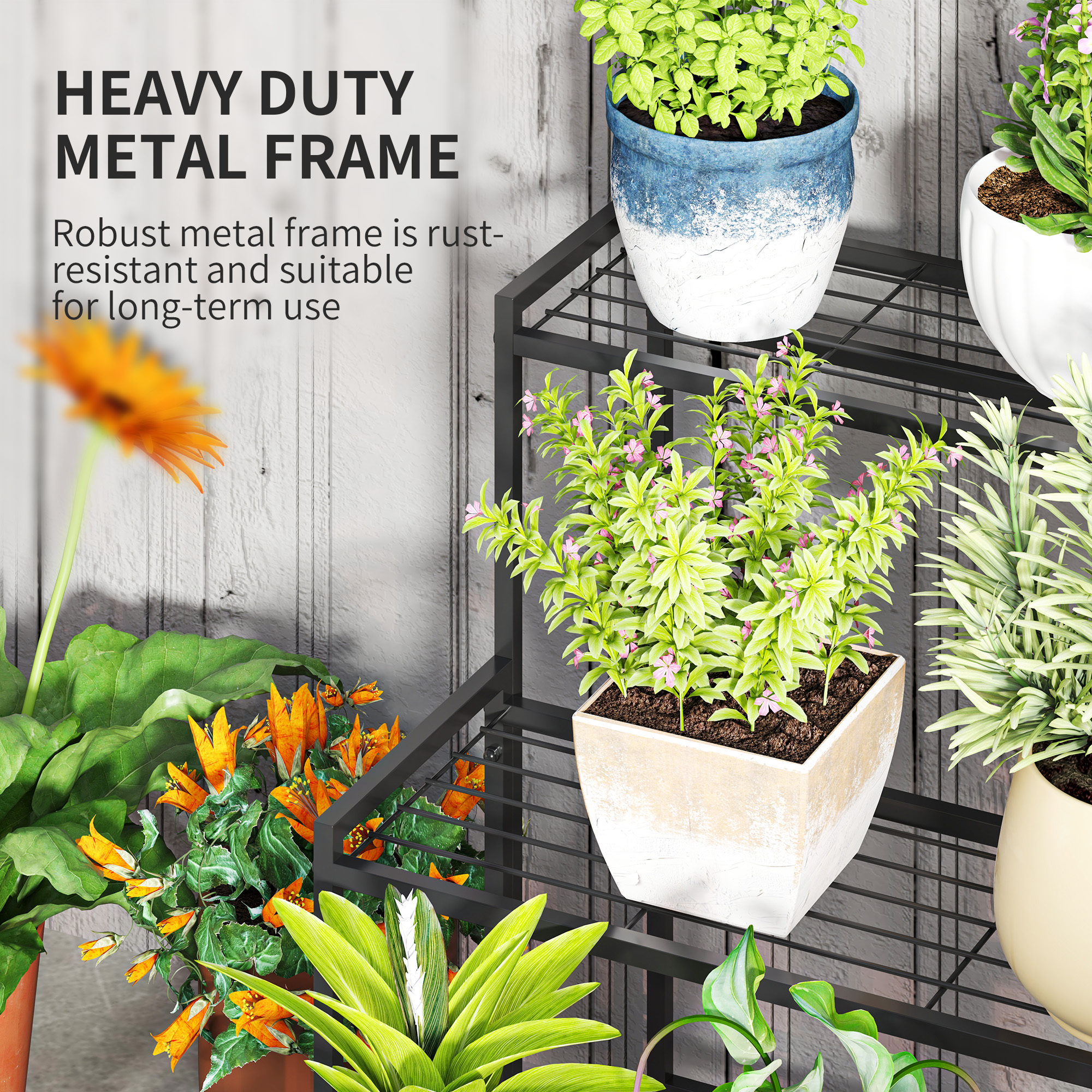 Three-Tier Metal Plant Shelf - Black — image 5