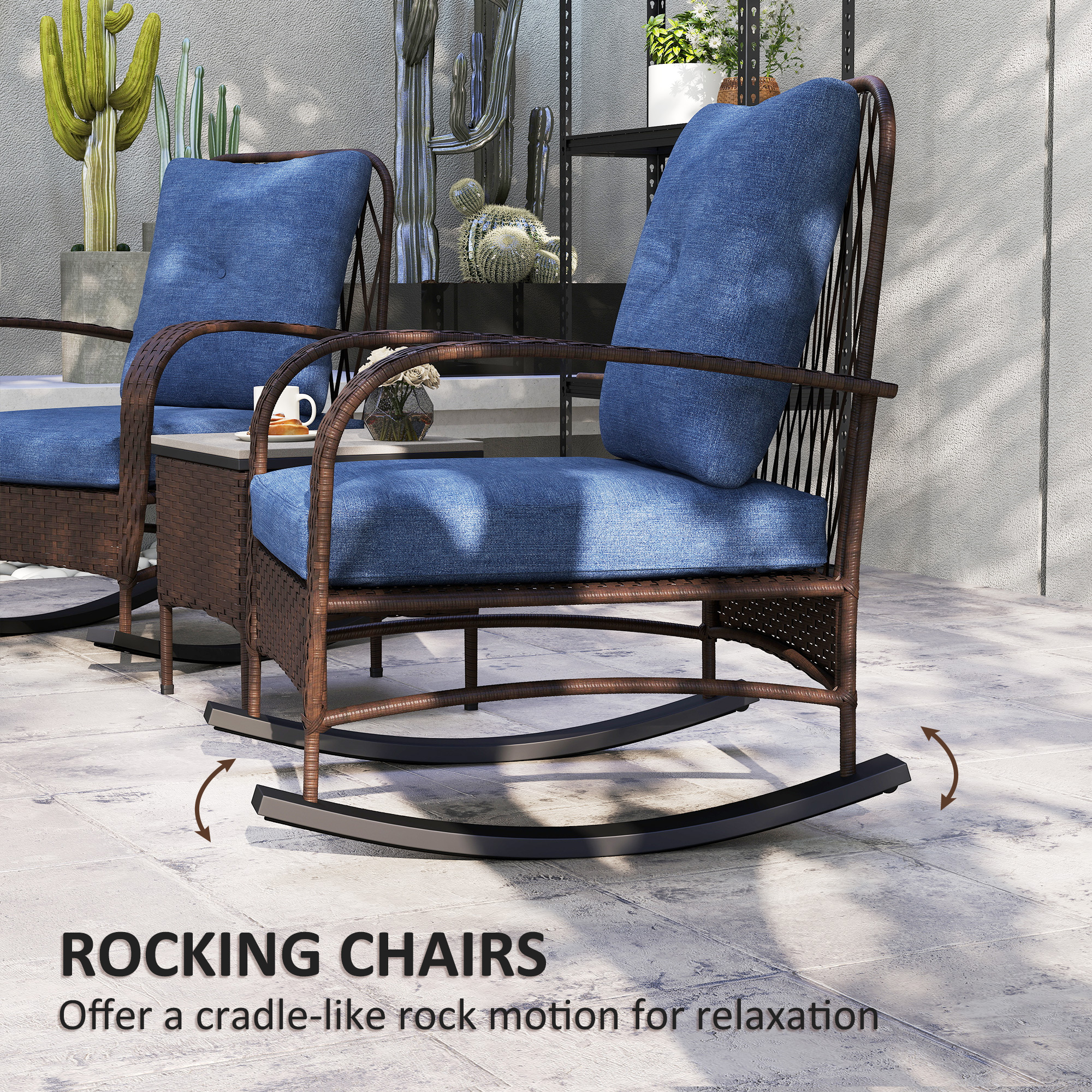 Wicker Patio Rocking Chair Set, picture 4 of 5