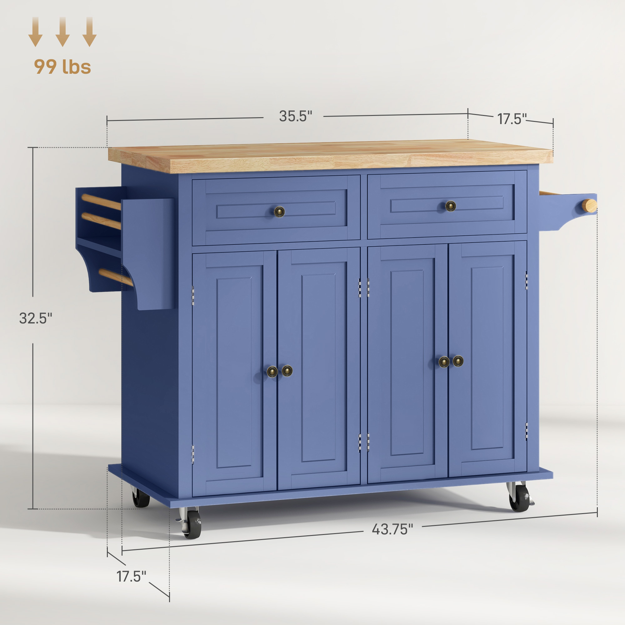 Kitchen Island on Wheels view 2