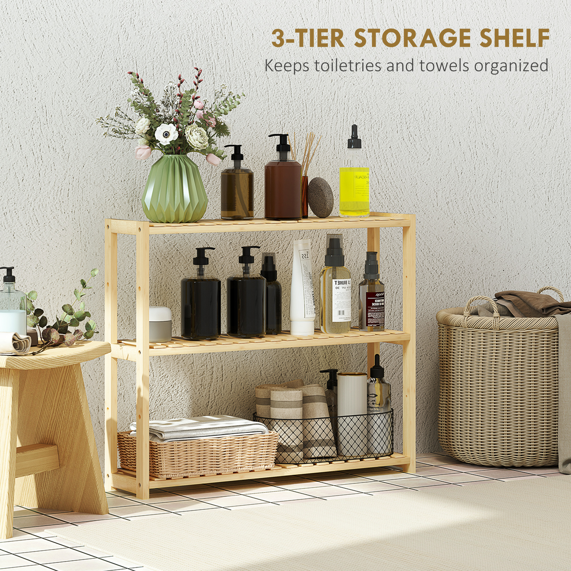 Transform Your Space with this 3-Tier Bamboo Bathroom Rack