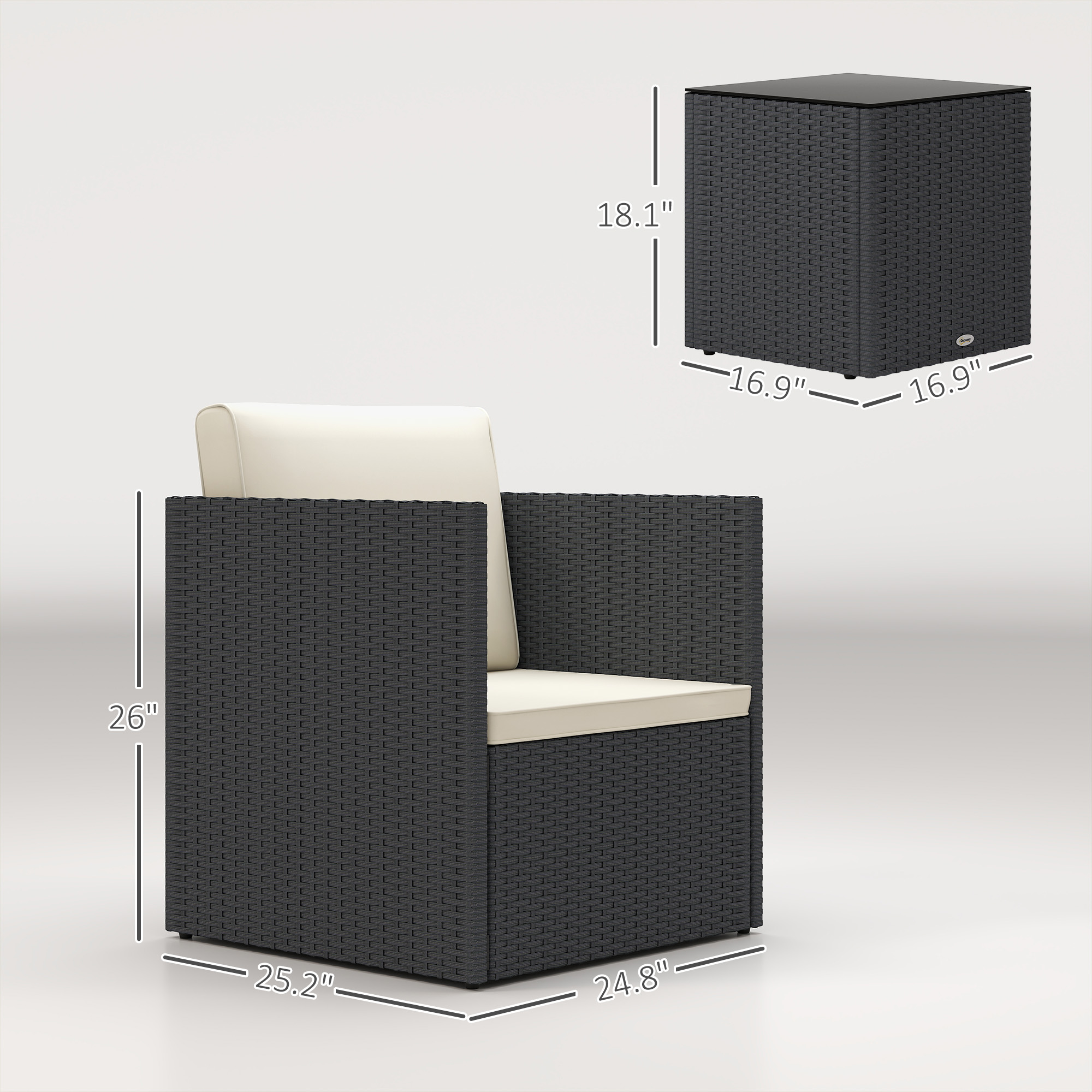 Folding Wicker Bistro Set, picture 3 of 5