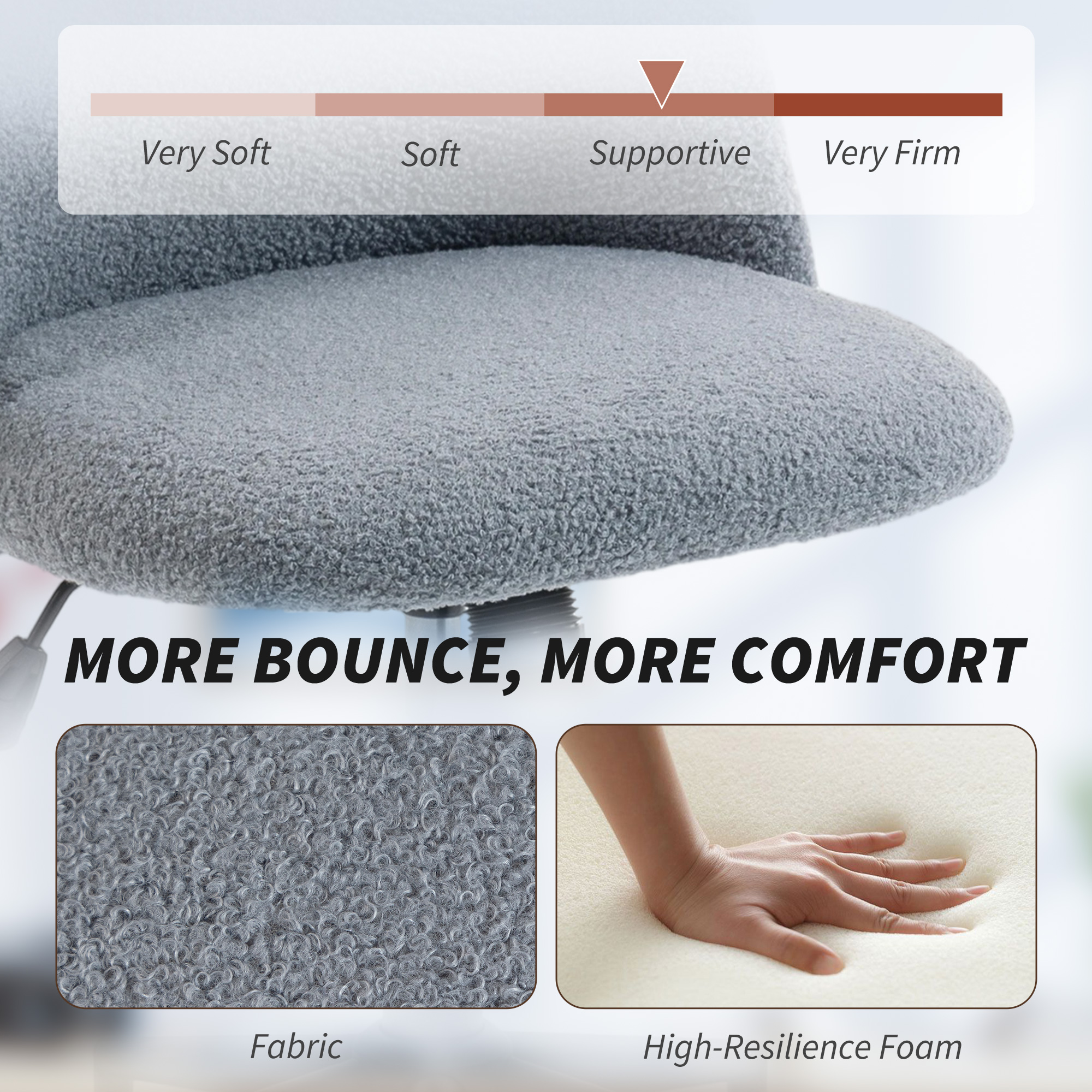 Teddy Fleece Office Chair With Wheels - Grey — image 5