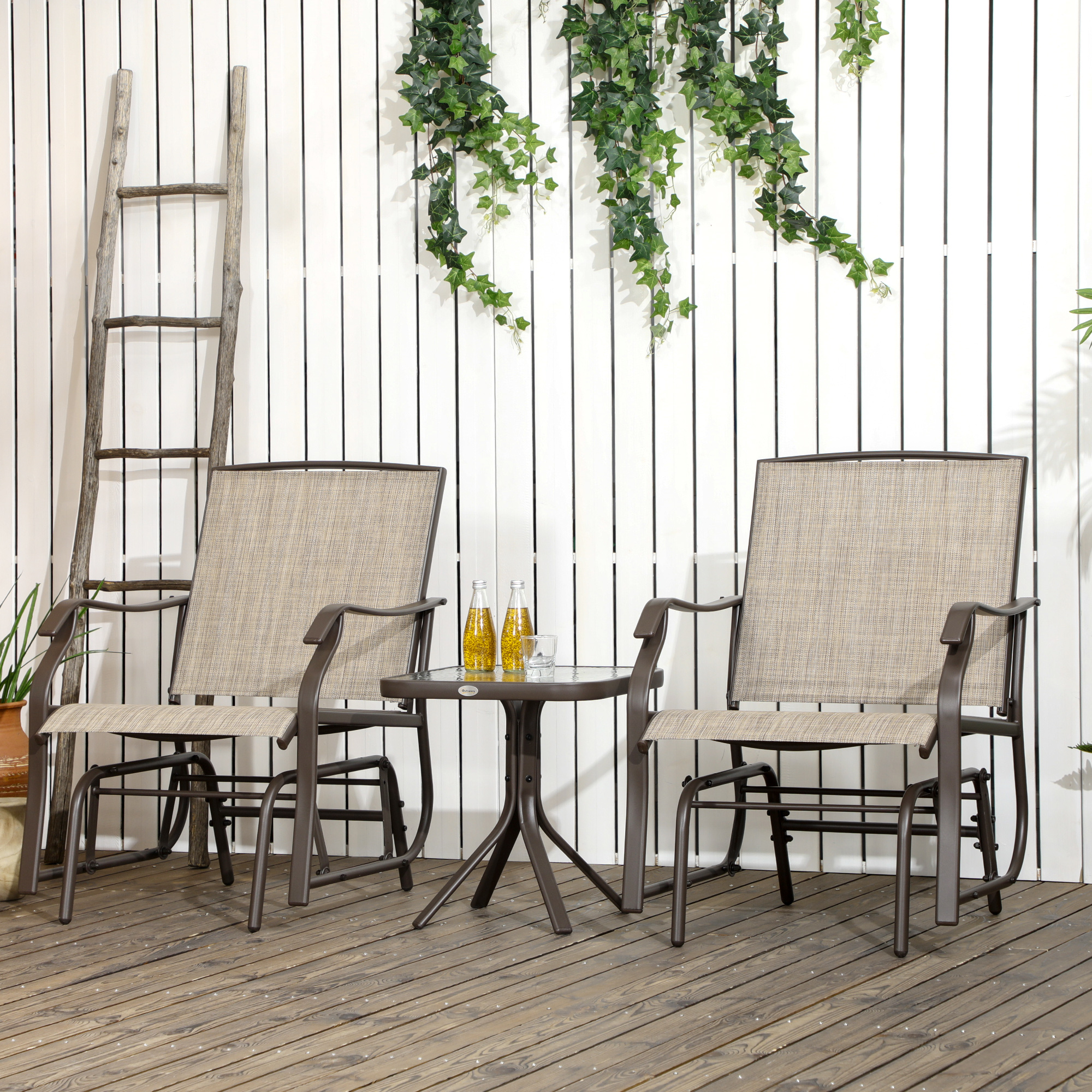 3 Piece Outdoor Glider Chair with Coffee Table Bistro Set β photo 5