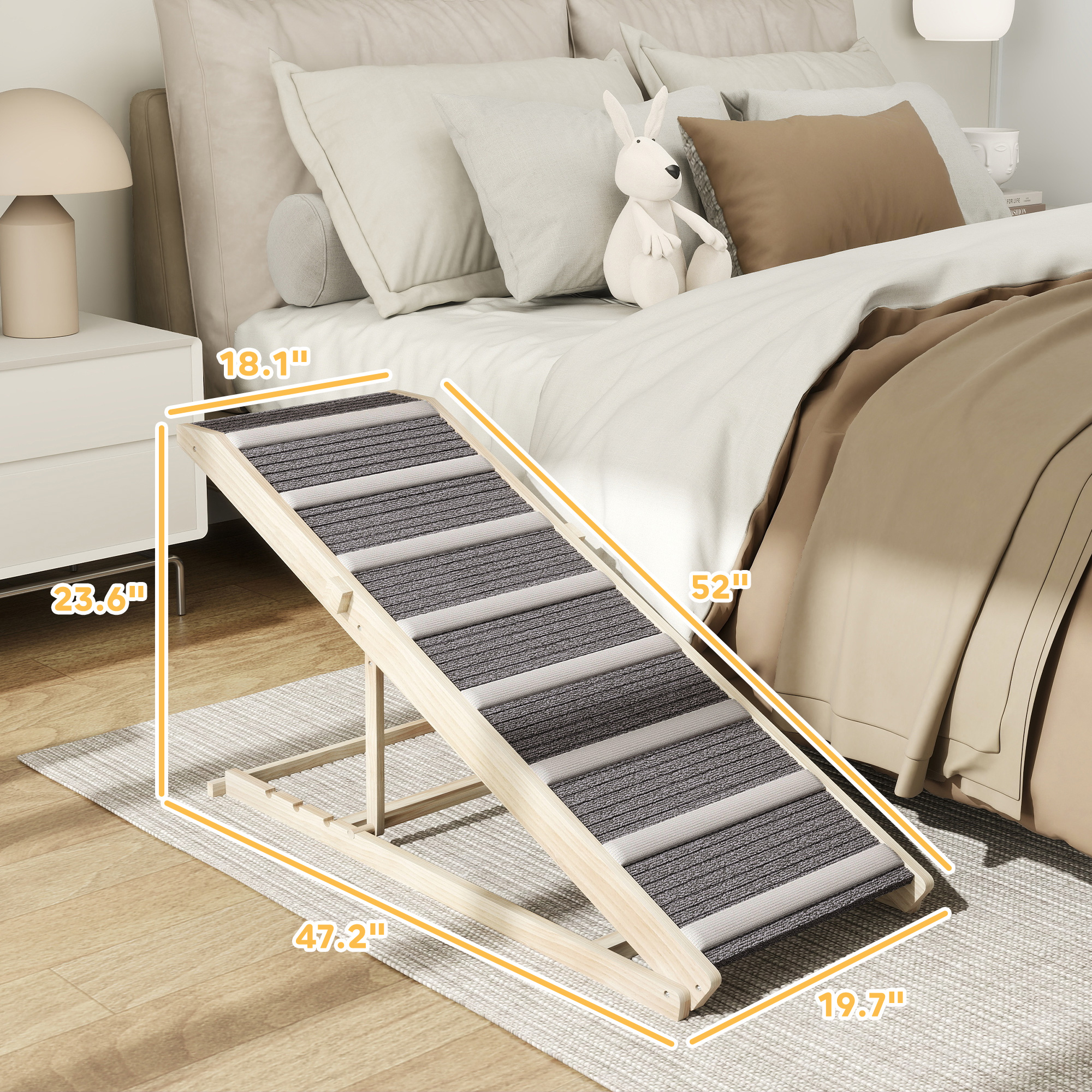  Dog Ramp for Couch, Foldable Pet Ramp for Small to Large Dog, 4 Adjustable Height from 16" to 23.5"
