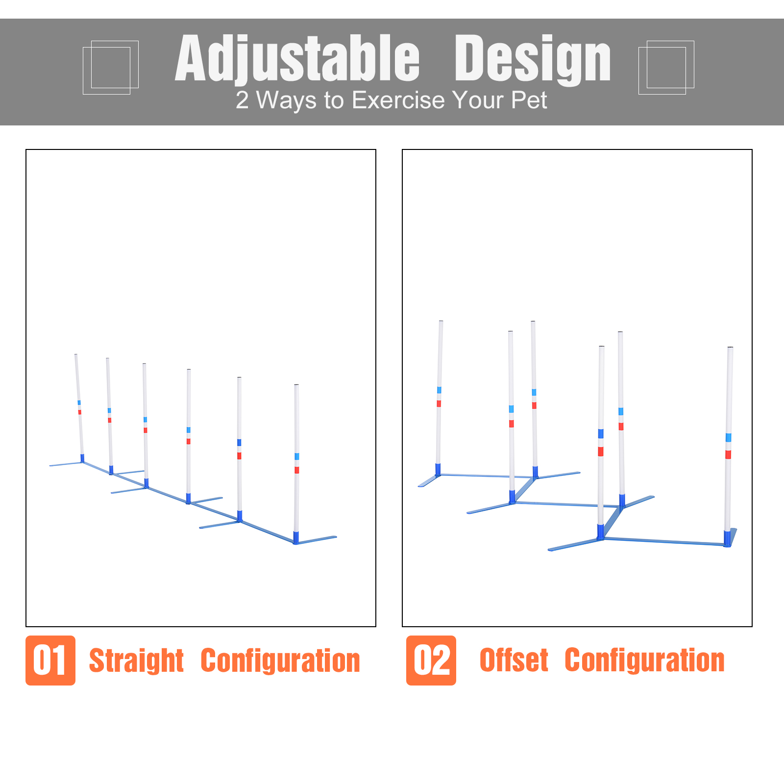  Dog Agility Equipment Dog Weave Pole Set Agility Starter Kit Pet Outdoor Exercise Training Set