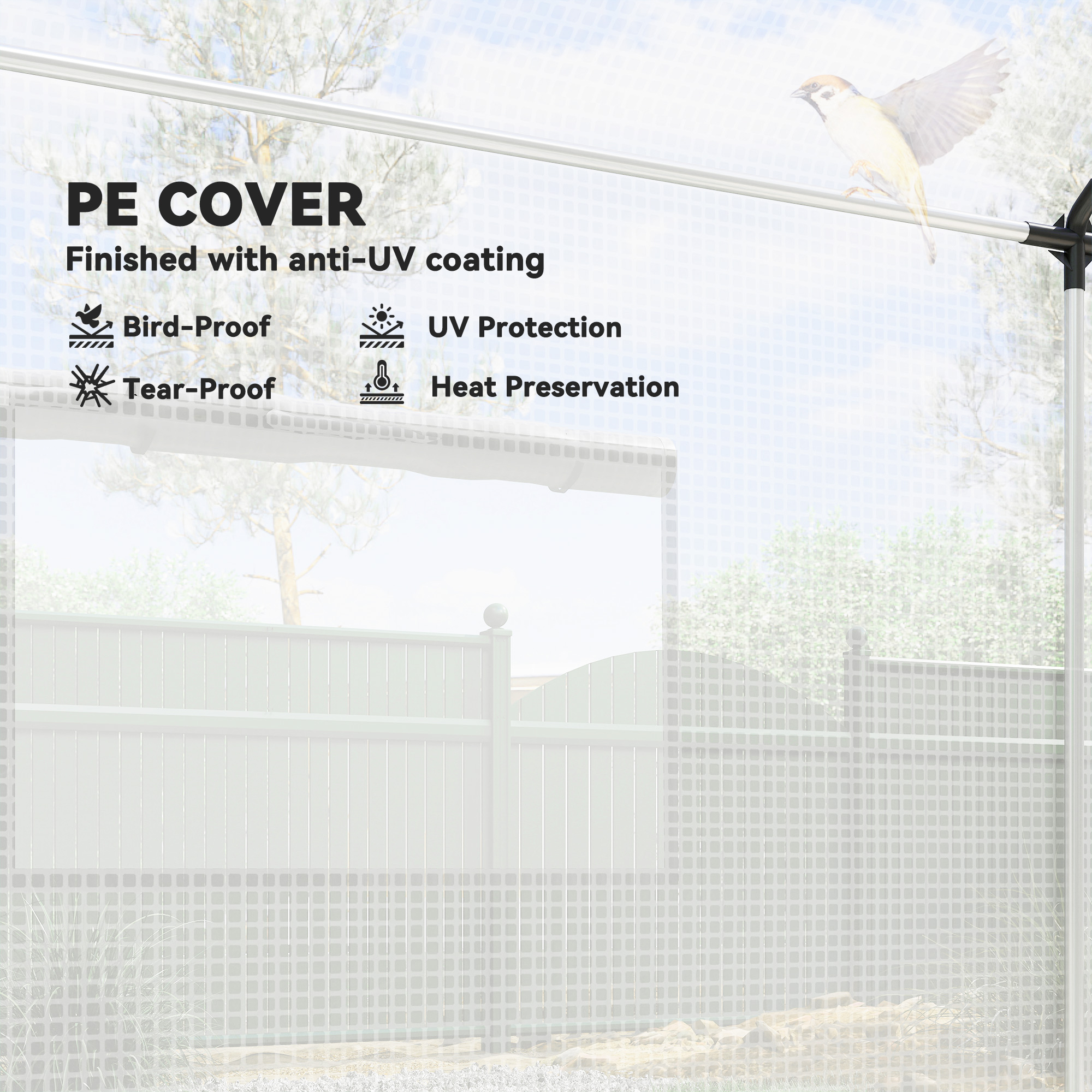 Polyethylene Walk-in Polytunnel Greenhouse, 2 X 3(m), White — image 4
