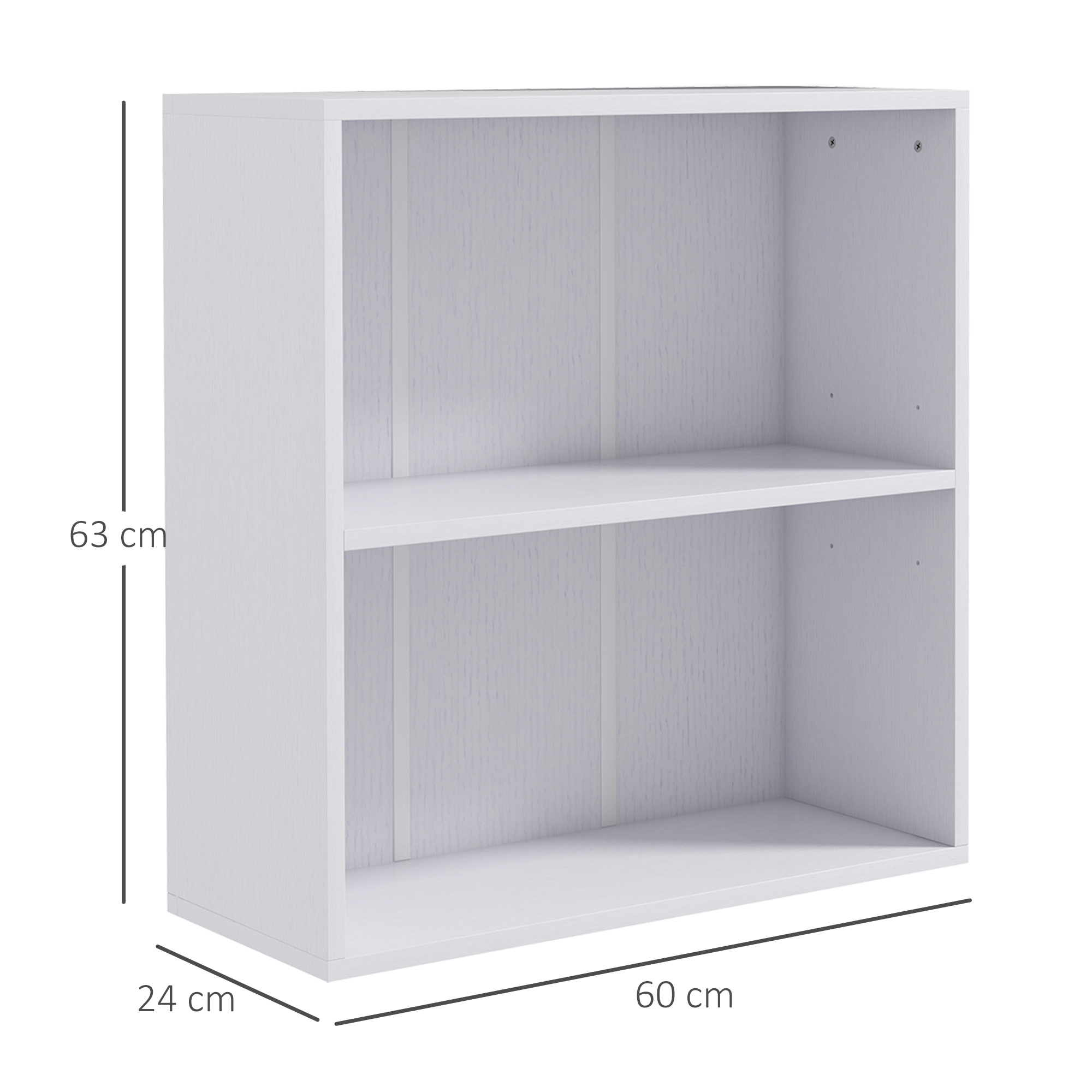 2 Tier Bookshelf, Low Bookcase With Adjustable Shelf, 2 Compartments For Home — image 2