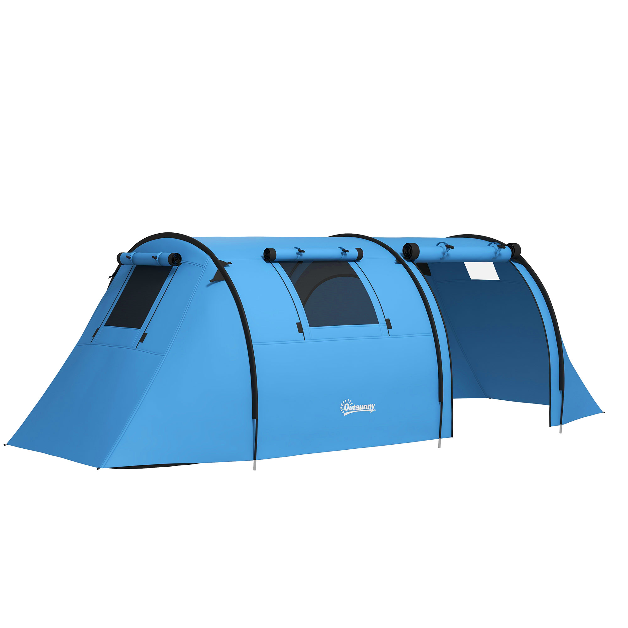 Four Man Duo Room Tunnel Tent, With Accessories - Sky Blue - Image 1