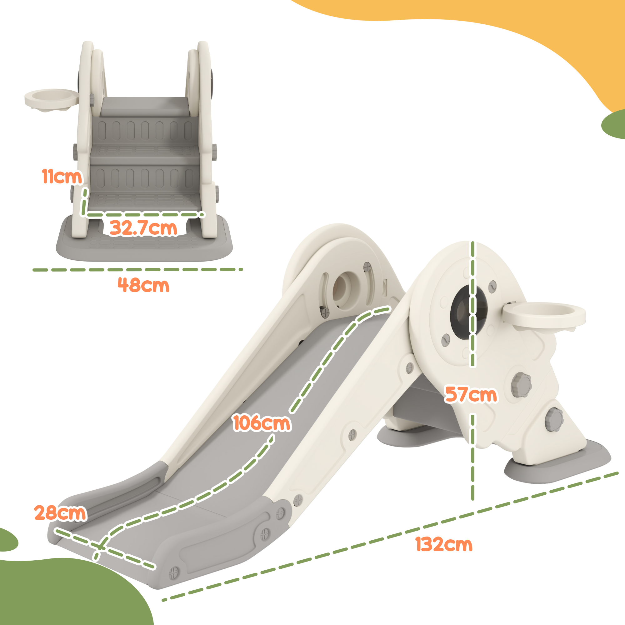 3-in-1 Kids Slide With Basketball Hoop, Climber, Anti-Slip Steps For Toddlers — image 5
