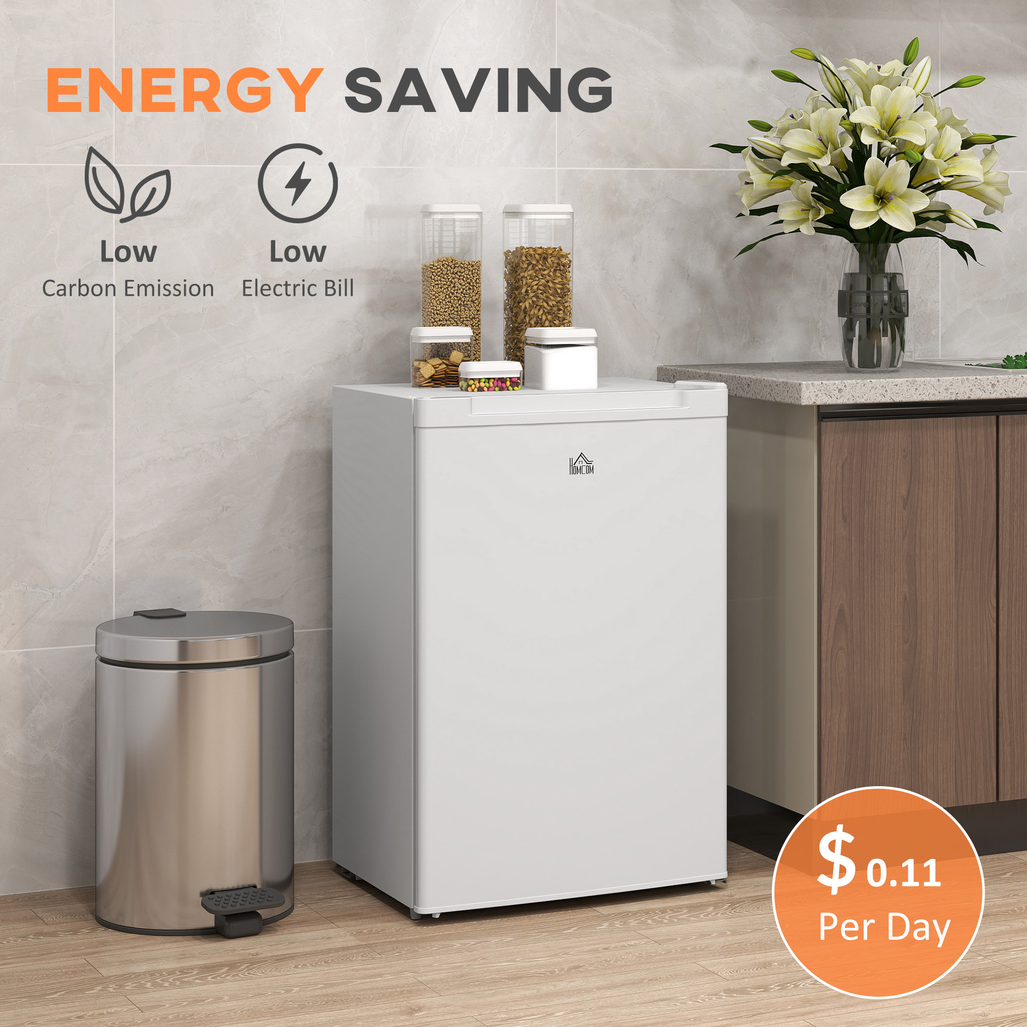  Upright Freezer, 3 Cu Ft Small Freezer with Reversible Single Door, Adjustable Thermostat for Home, Apartment, White