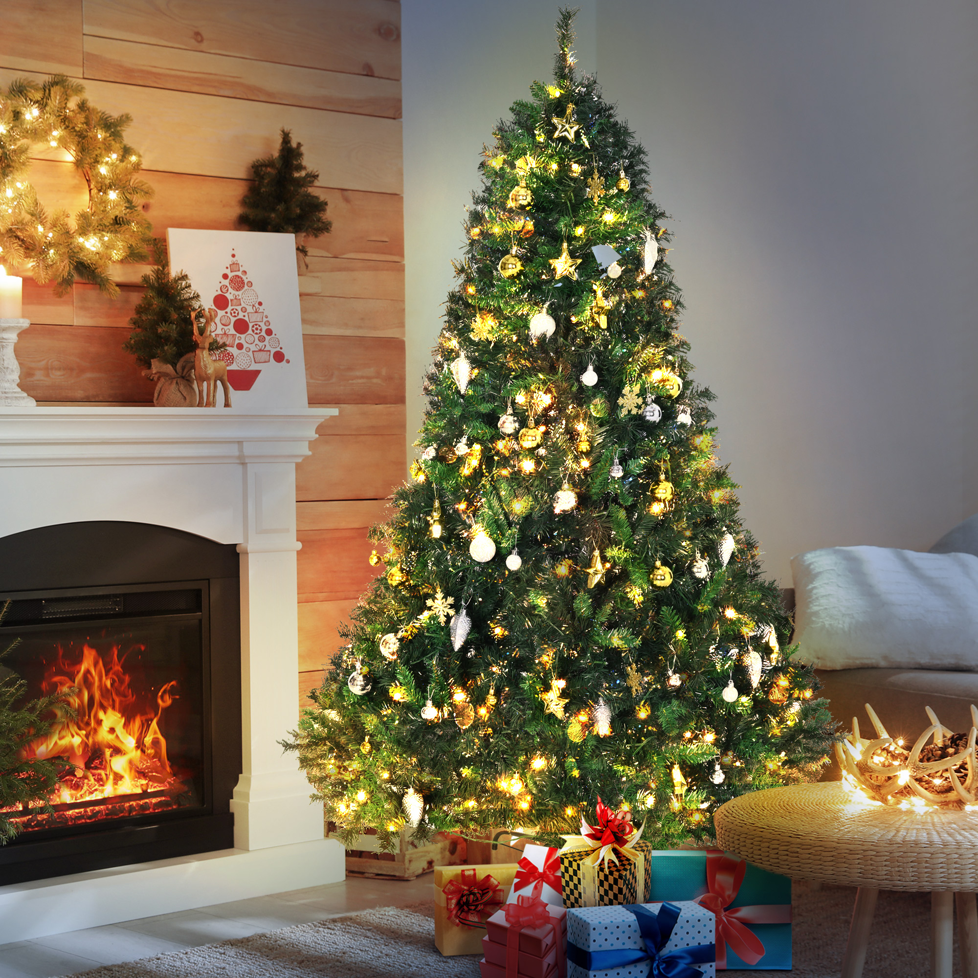 1.8m 6ft Pre-Lit Artificial Christmas Tree 200 LED Xmas Holiday Dcor — image 5