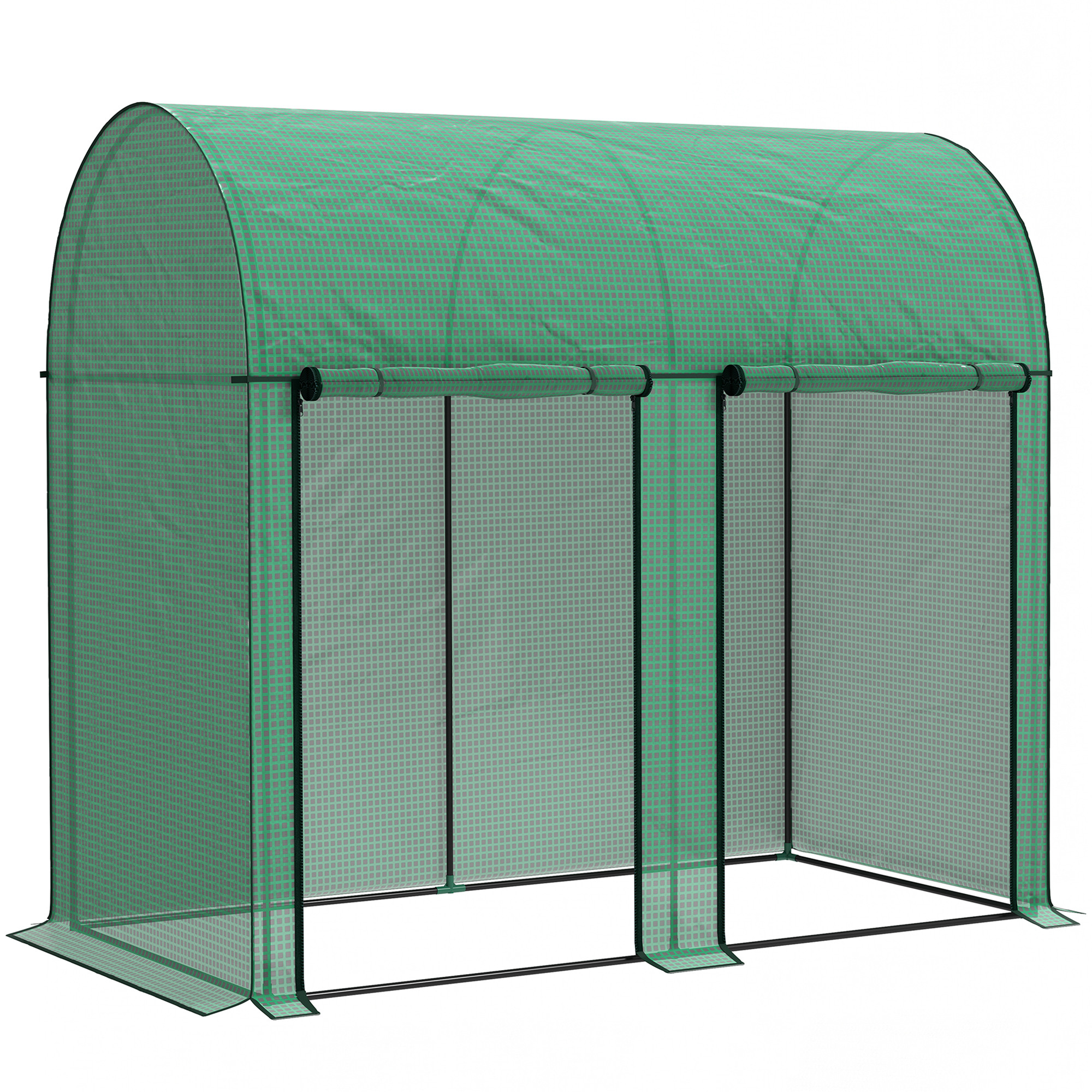 200 X 100cm Walk-In Greenhouse, With Zipped Doors - Green — image 2