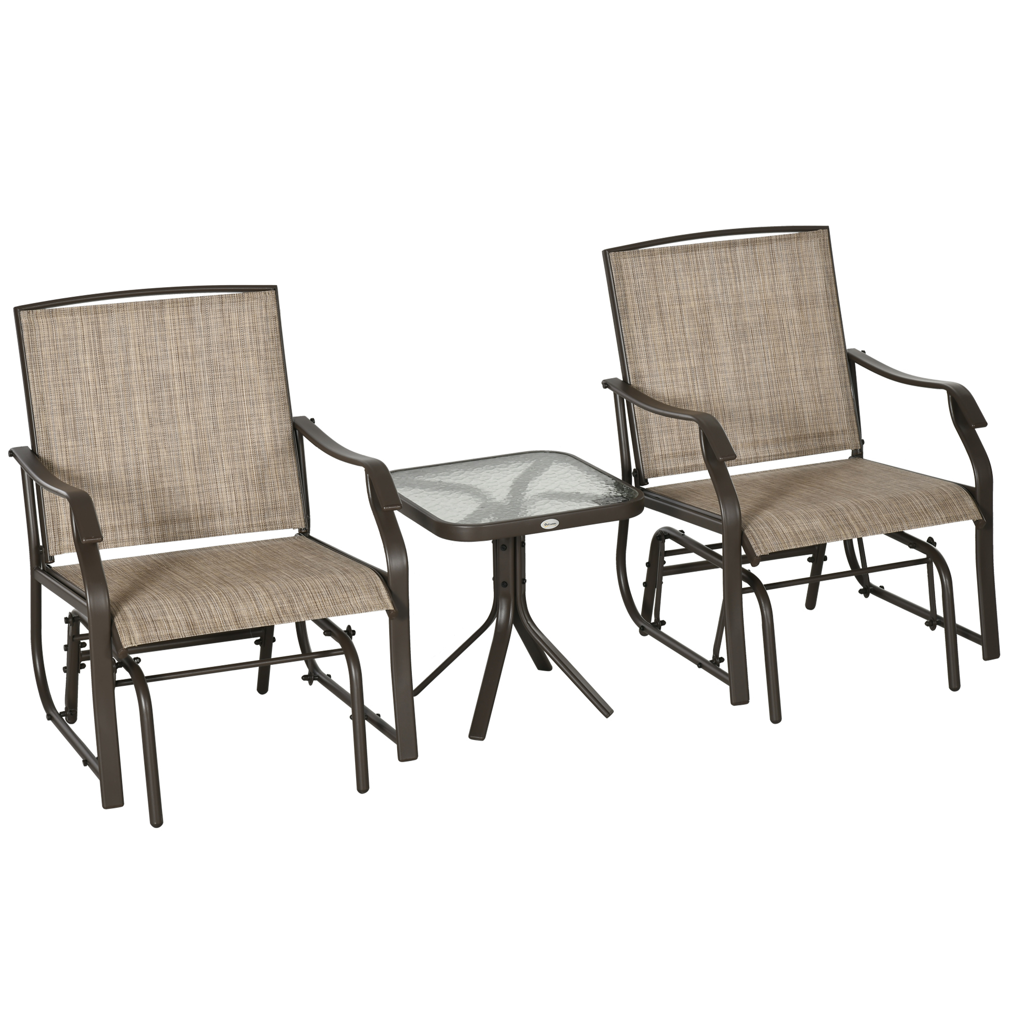 3 Piece Outdoor Glider Chair with Coffee Table Bistro Set