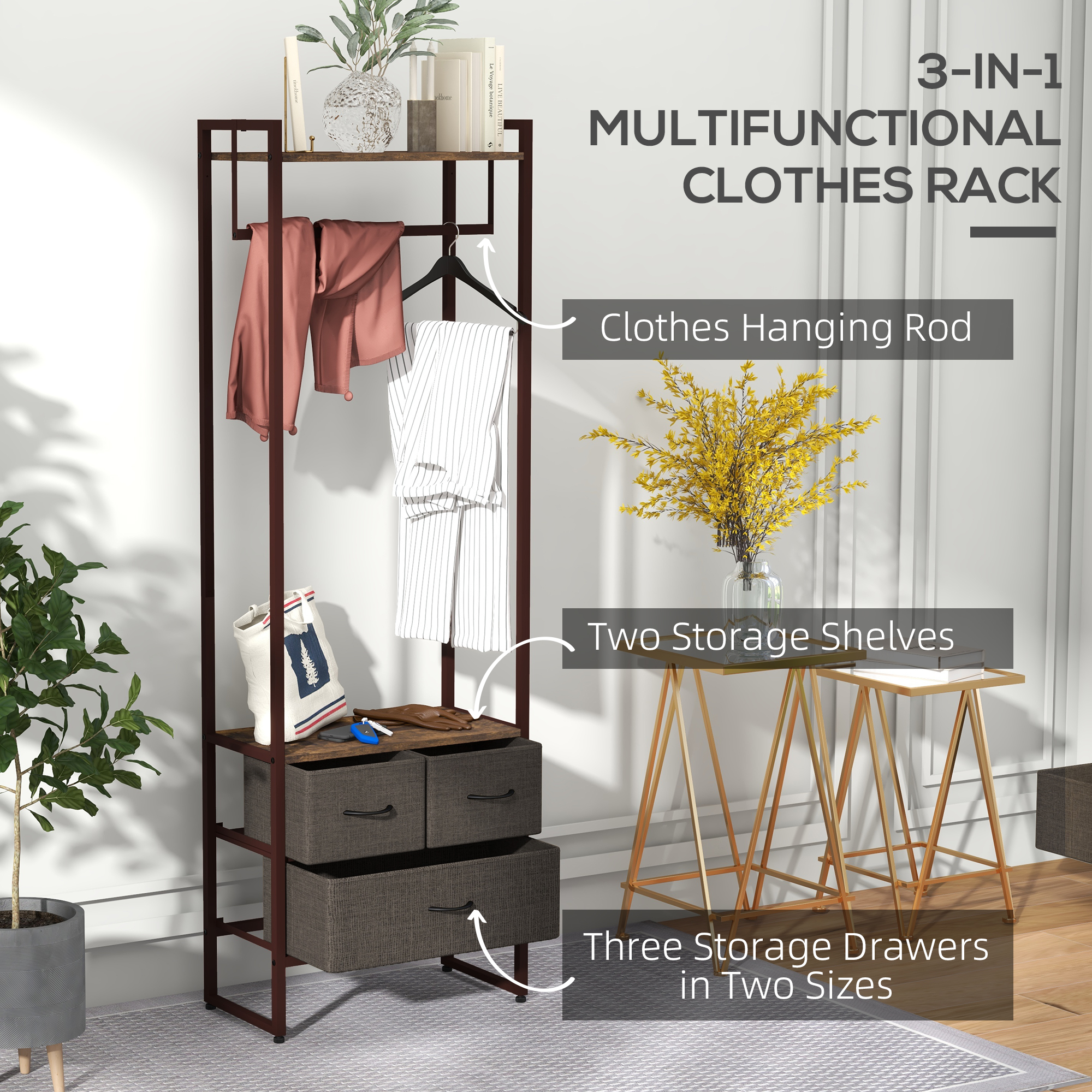 Compact Clothes Rail, With Drawers And Shelf — image 3