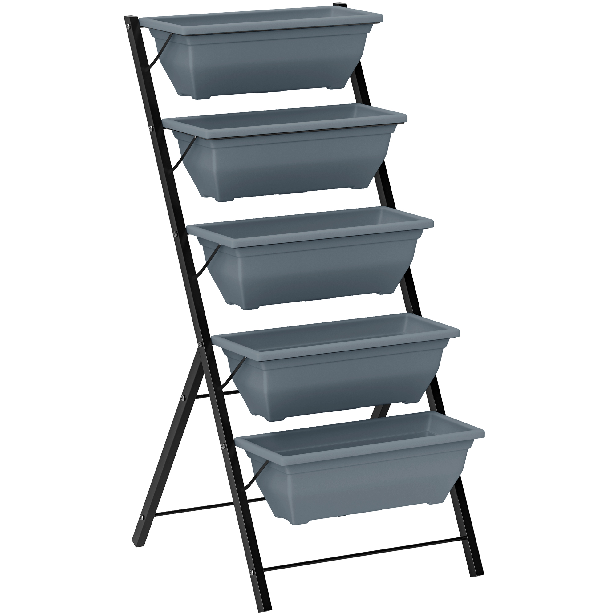5-Tier Raised Garden Bed, Vertical Ladder Plant Stand With 5 Removable Boxes